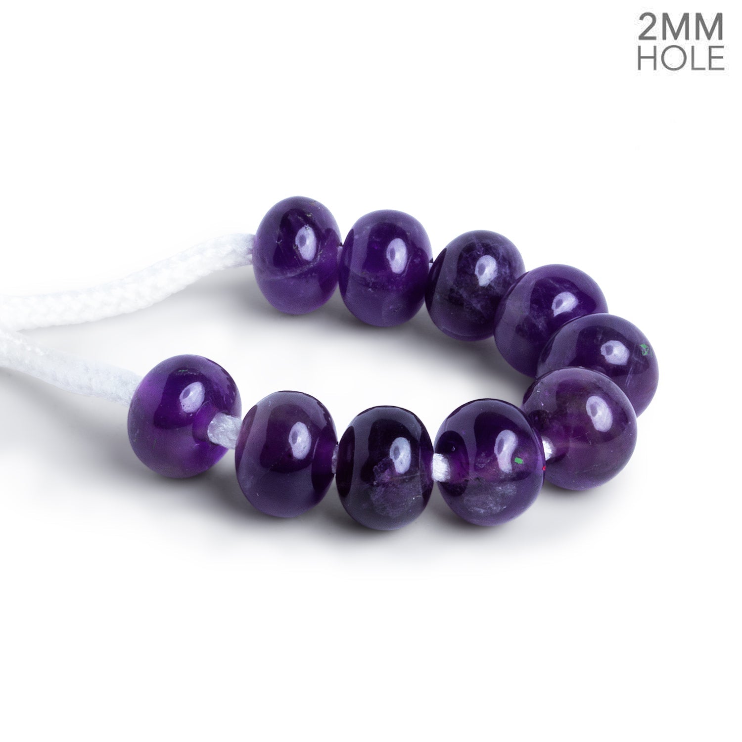 10-11mm Amethyst 2mm Large Hole Rondelles 10 beads - The Bead Traders