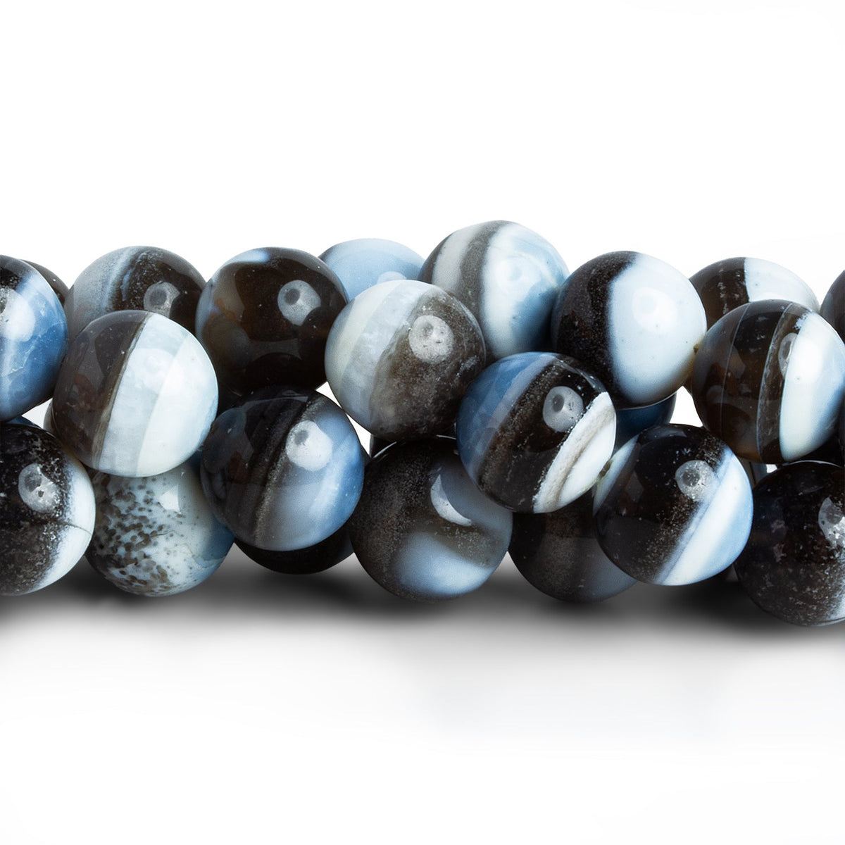 10-11mm Banded Denim Opal Plain Rounds 16 inch 38 beads - The Bead Traders