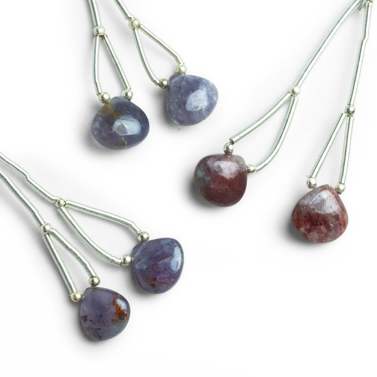 10-11mm Bloodshot Iolite Heart Focals 2 Beads - The Bead Traders