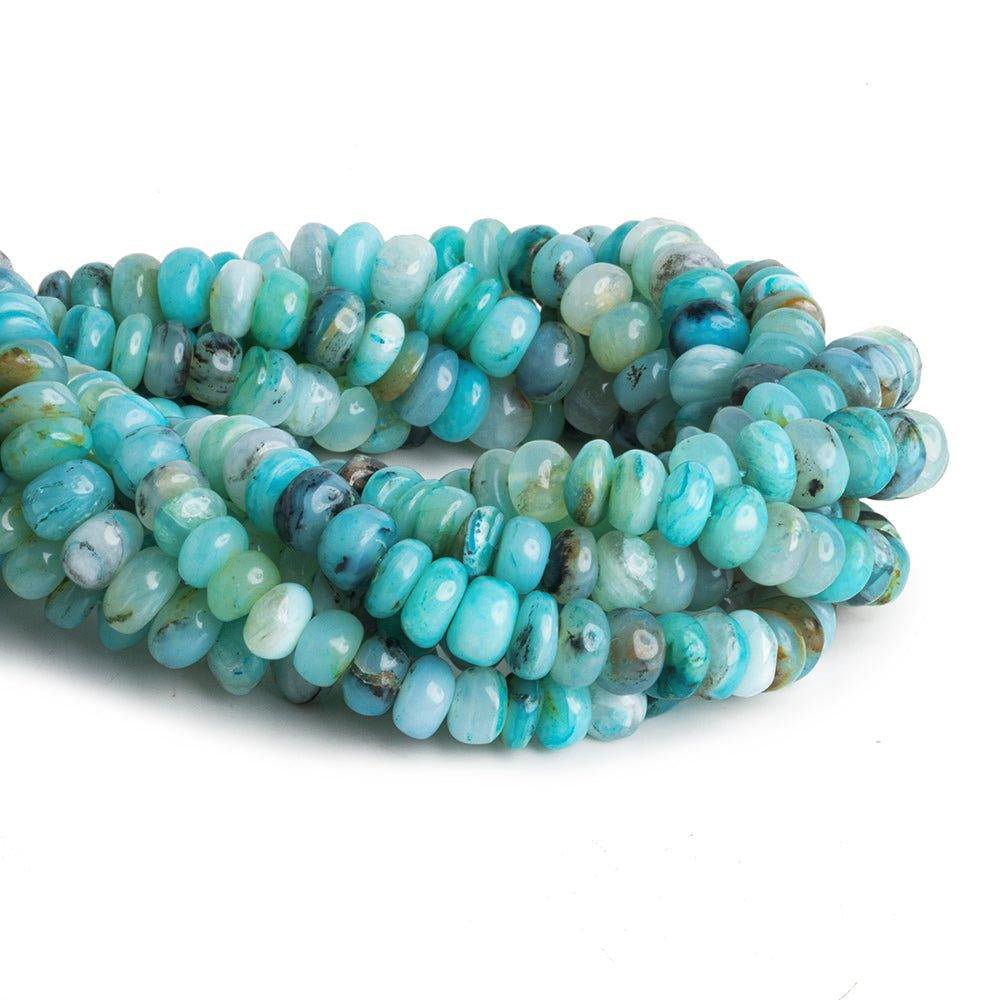 10 - 11mm Blue Peruvian Opal Plain Rondelles 58 pieces 13 inch - The Bead Traders
