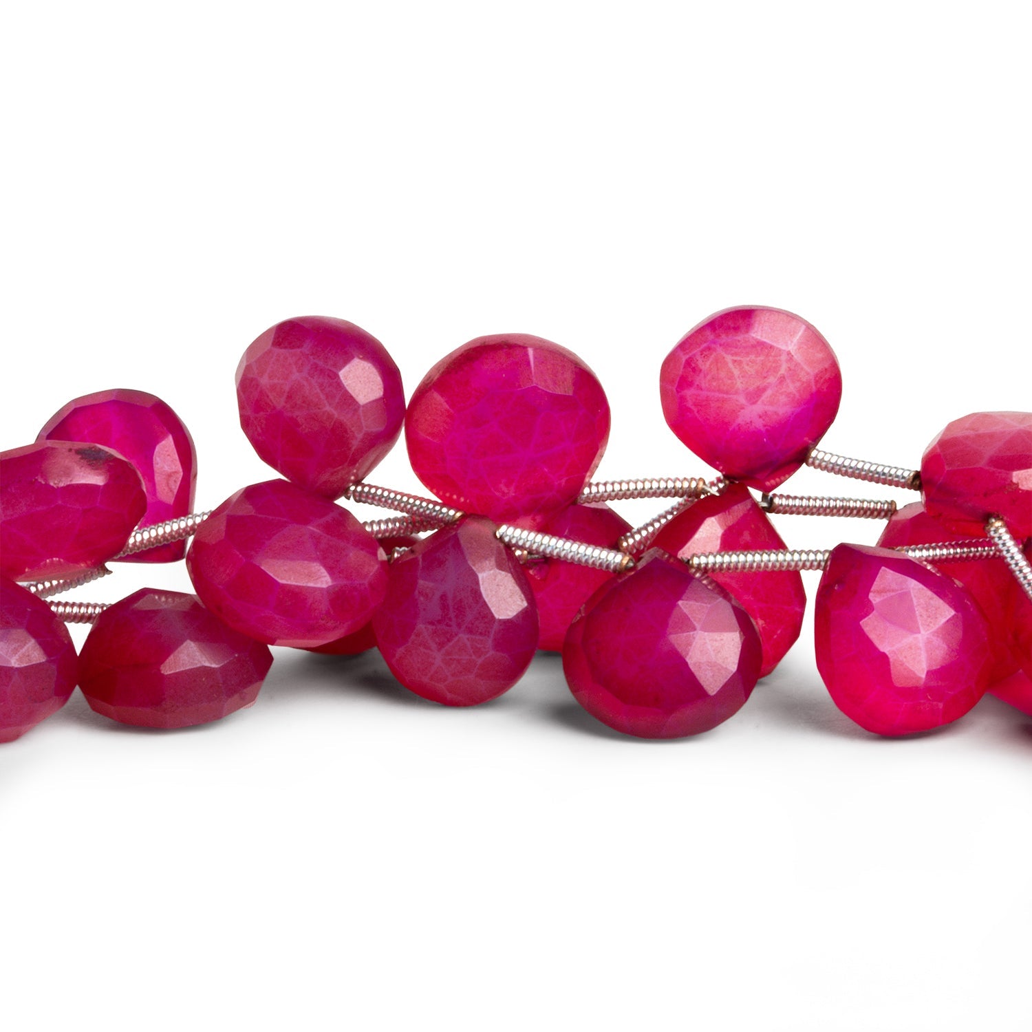 10 - 12mm Cambay Pink Chalcedony Faceted Hearts 8 inch 15 beads - The Bead Traders