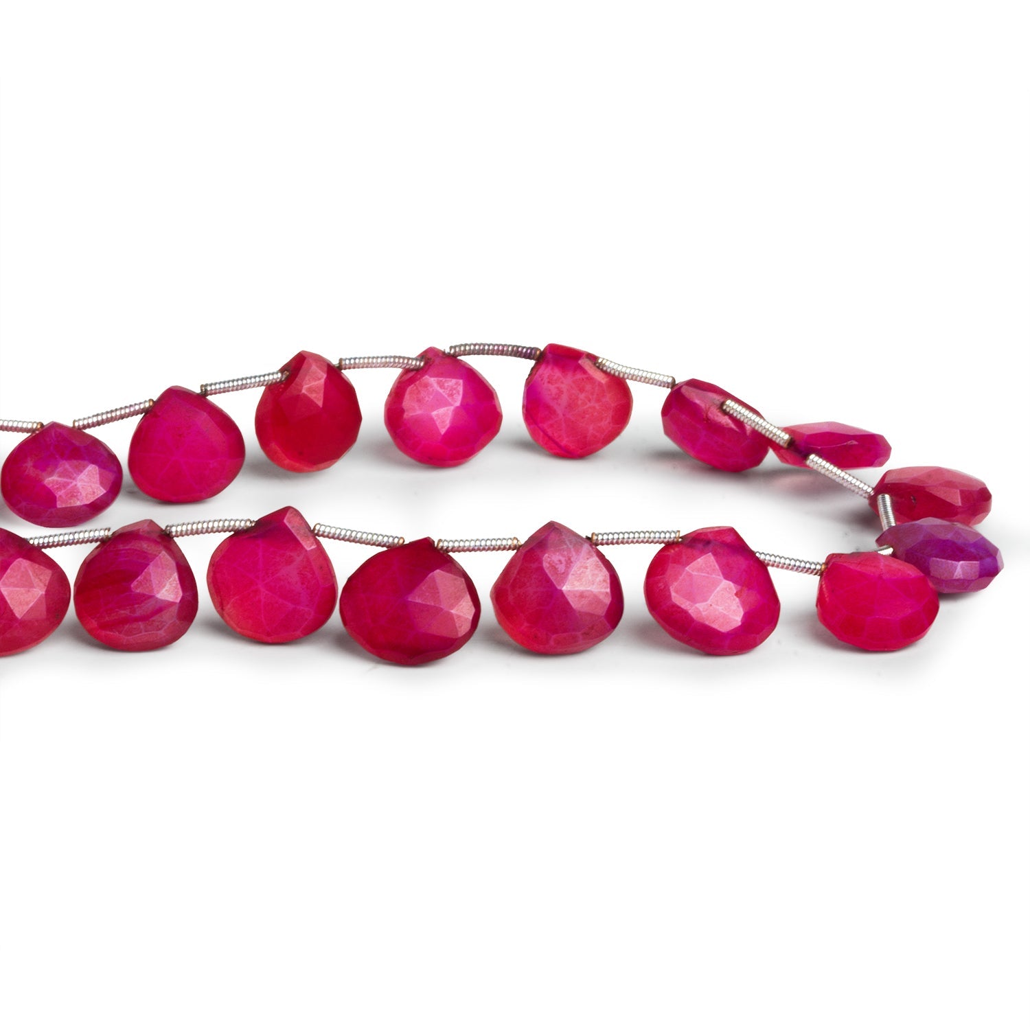 10 - 12mm Cambay Pink Chalcedony Faceted Hearts 8 inch 15 beads - The Bead Traders