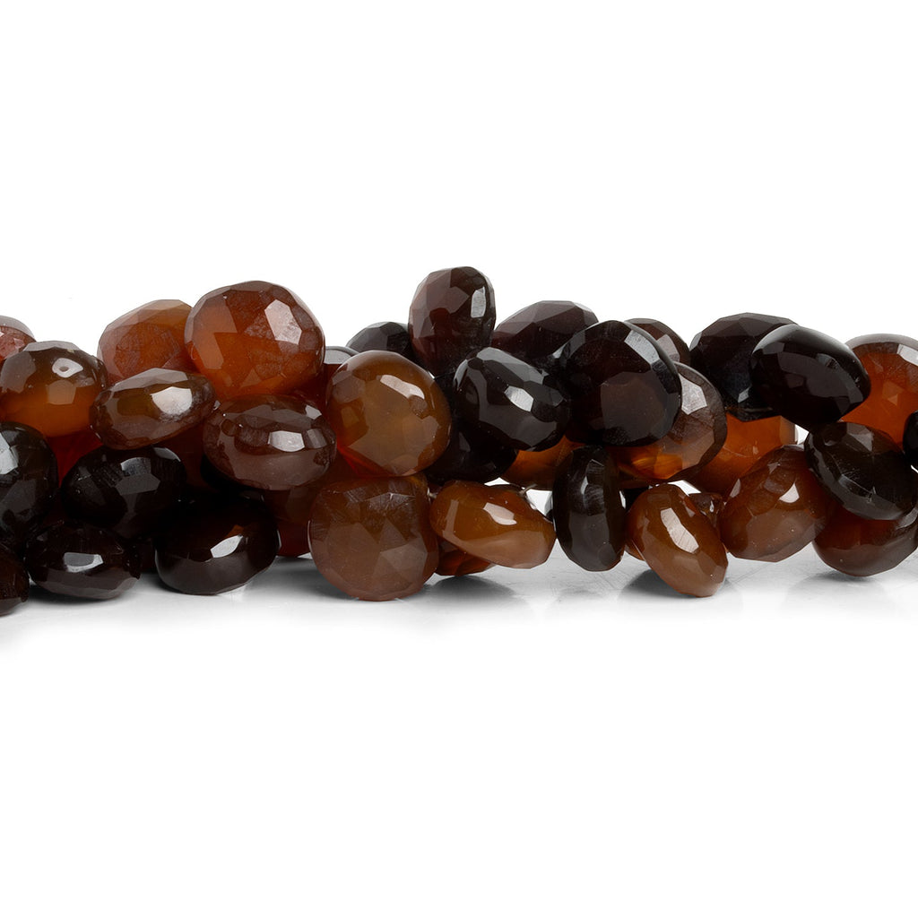 10-13mm Brown Chalcedony Faceted Hearts 8.5 inch 45 beads - The Bead Traders