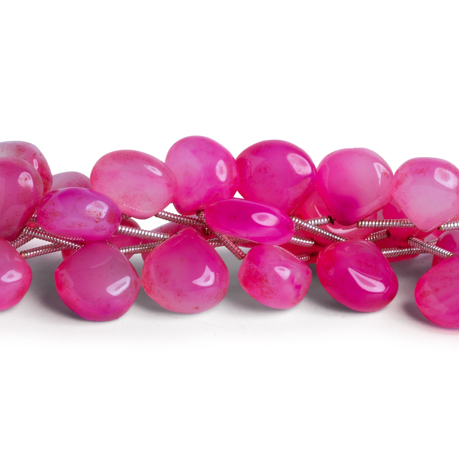 10 - 13mm Purple Pink Chalcedony Plain Hearts 8 inch 16 beads - The Bead Traders