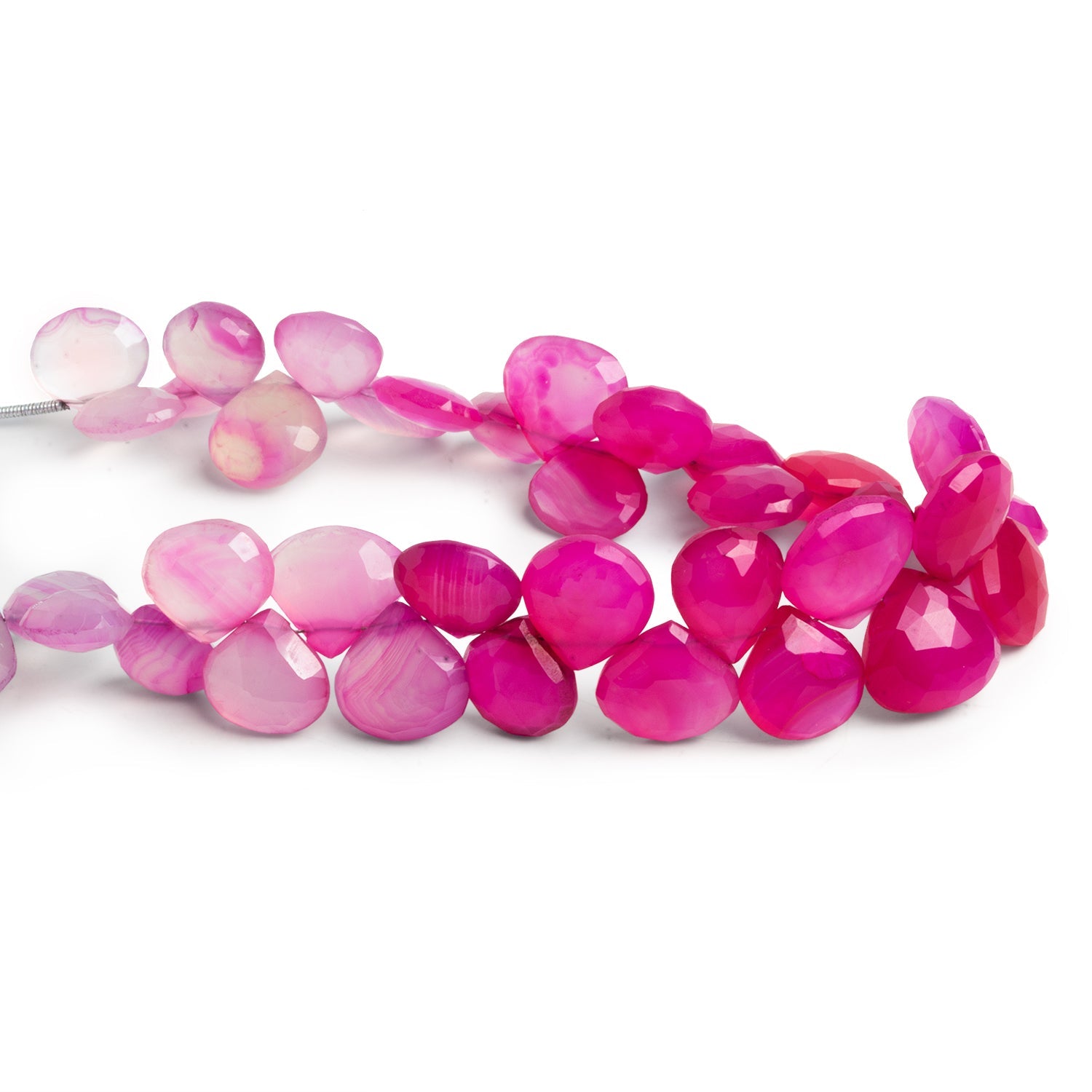 10 - 14mm Pink Chalcedony Hearts 8 inch 35 beads - The Bead Traders