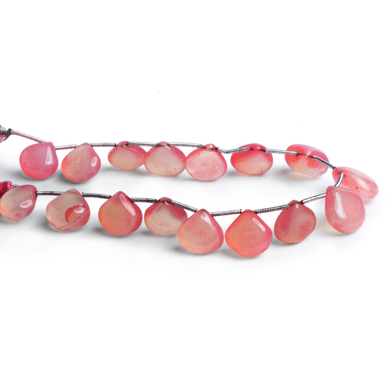 10 - 14mm Rose Chalcedony Hearts 8 inch 16 beads - The Bead Traders