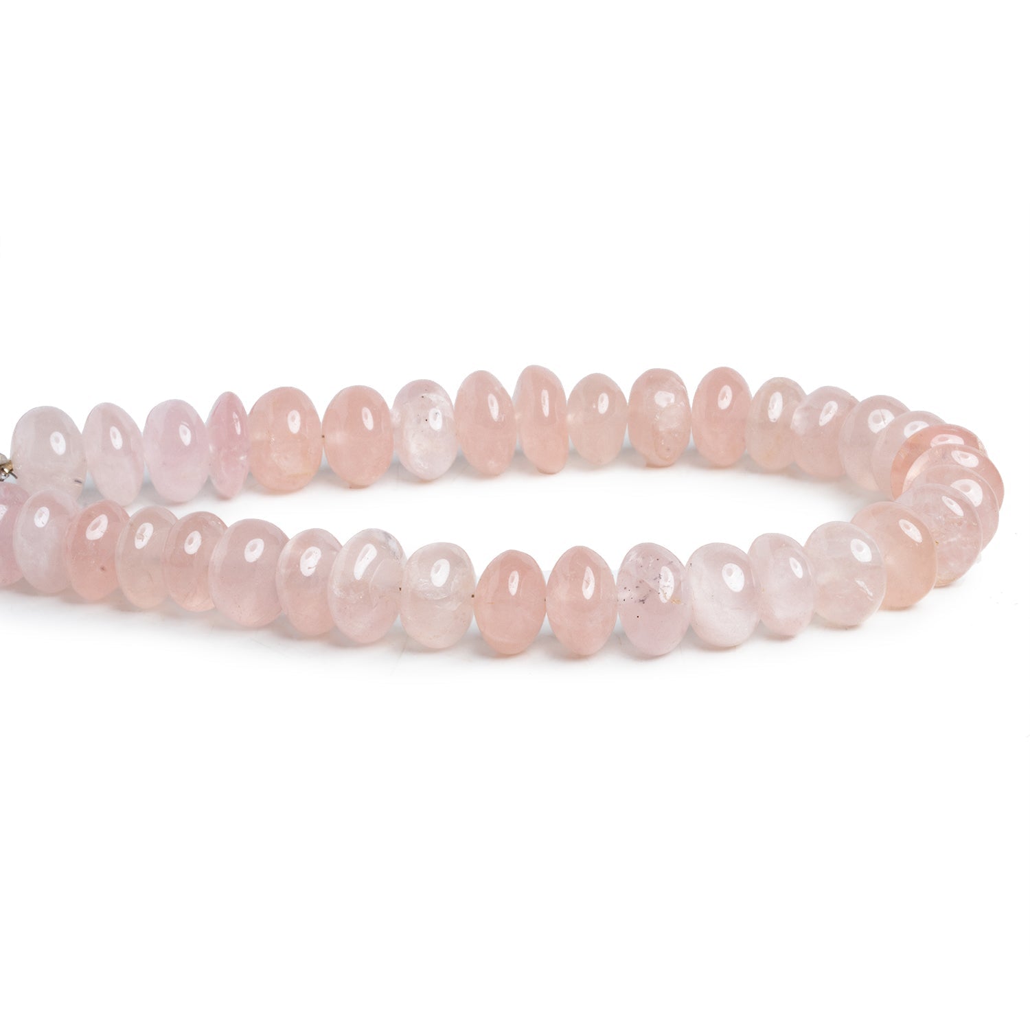10 - 15mm Rose Quartz Plain Rondelles 10 inch 32 beads - The Bead Traders