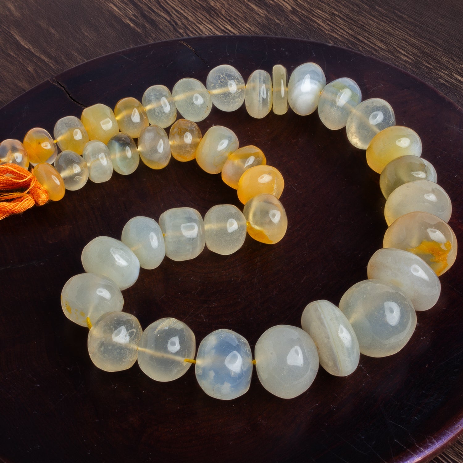10 - 18mm Yellow Chalcedony Plain Rondelles 14 inch 38 beads - The Bead Traders