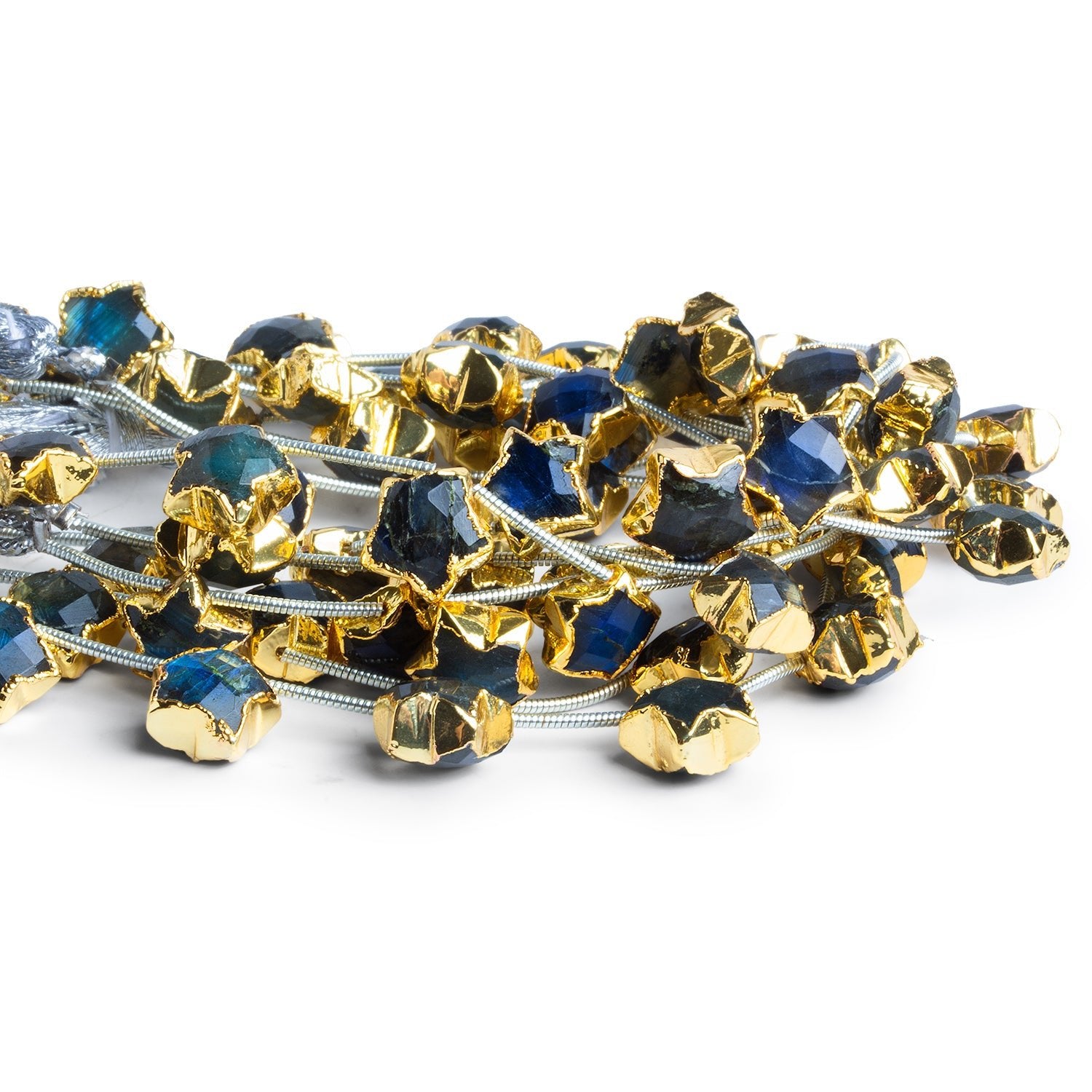 10mm Gold Leafed Labradorite Stars 7 inch 11 beads - The Bead Traders