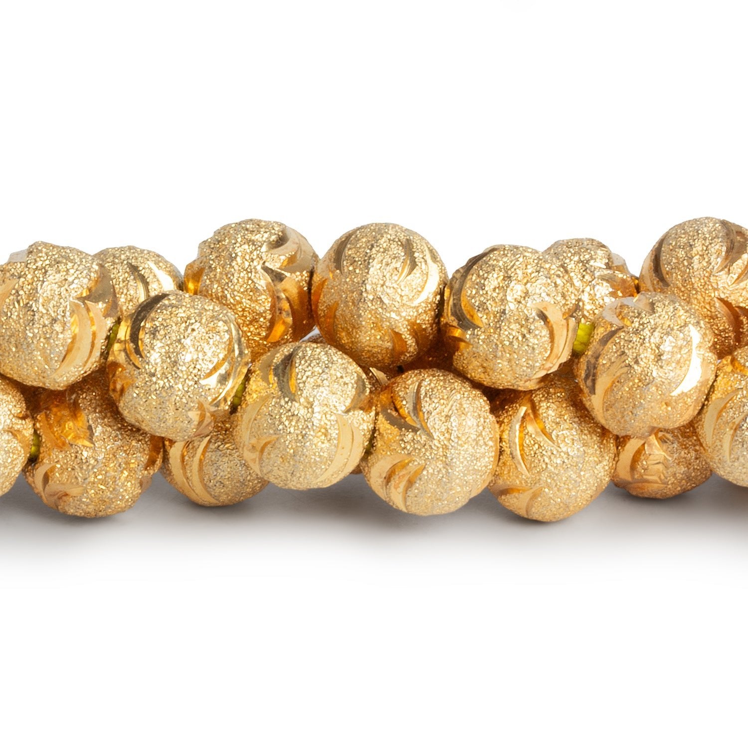 10mm Gold Plated Brass Scalloped Stardust Rounds 8 inch 22 beads - The Bead Traders