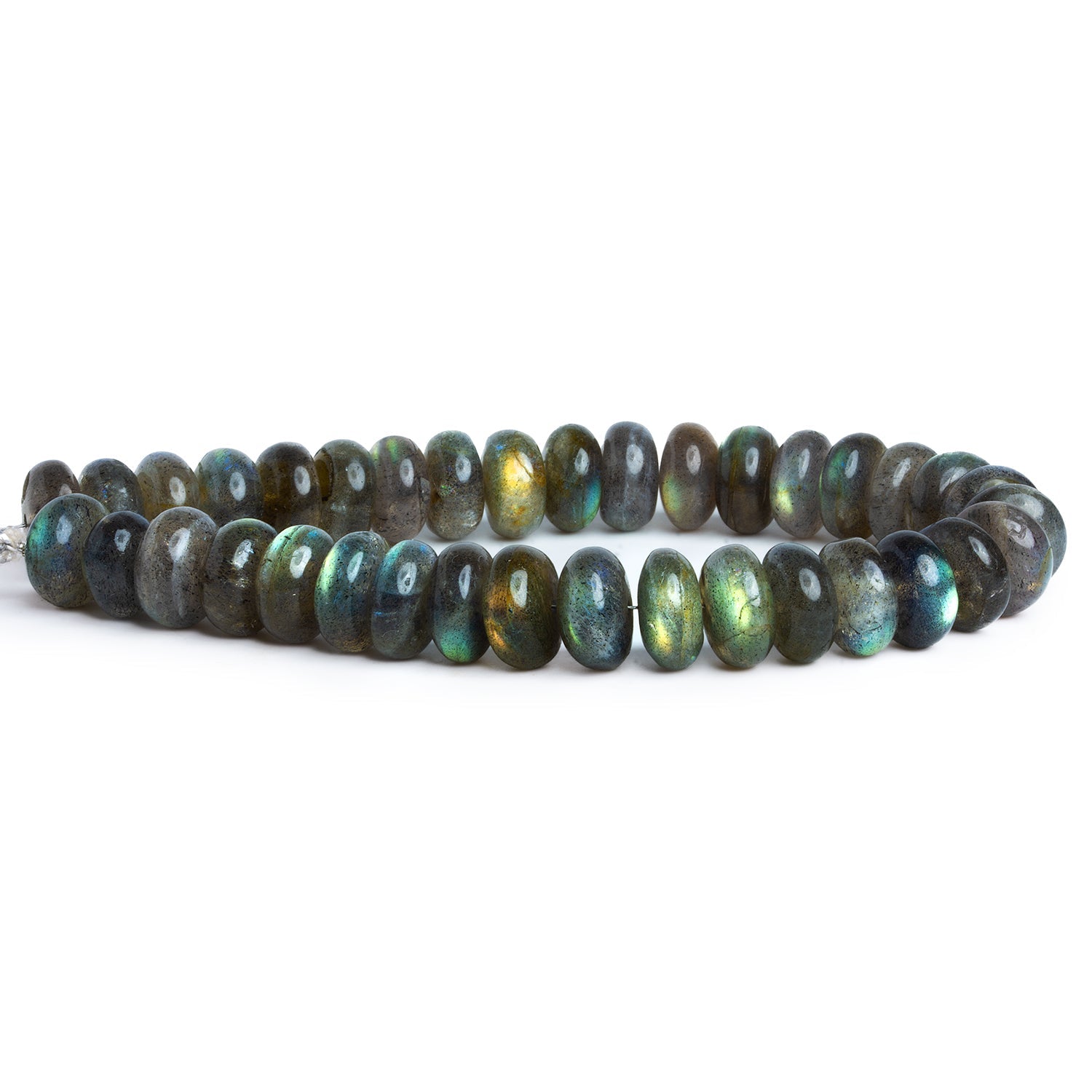 10mm Labradorite Plain Rondelles 7.5 inch 34 beads - The Bead Traders