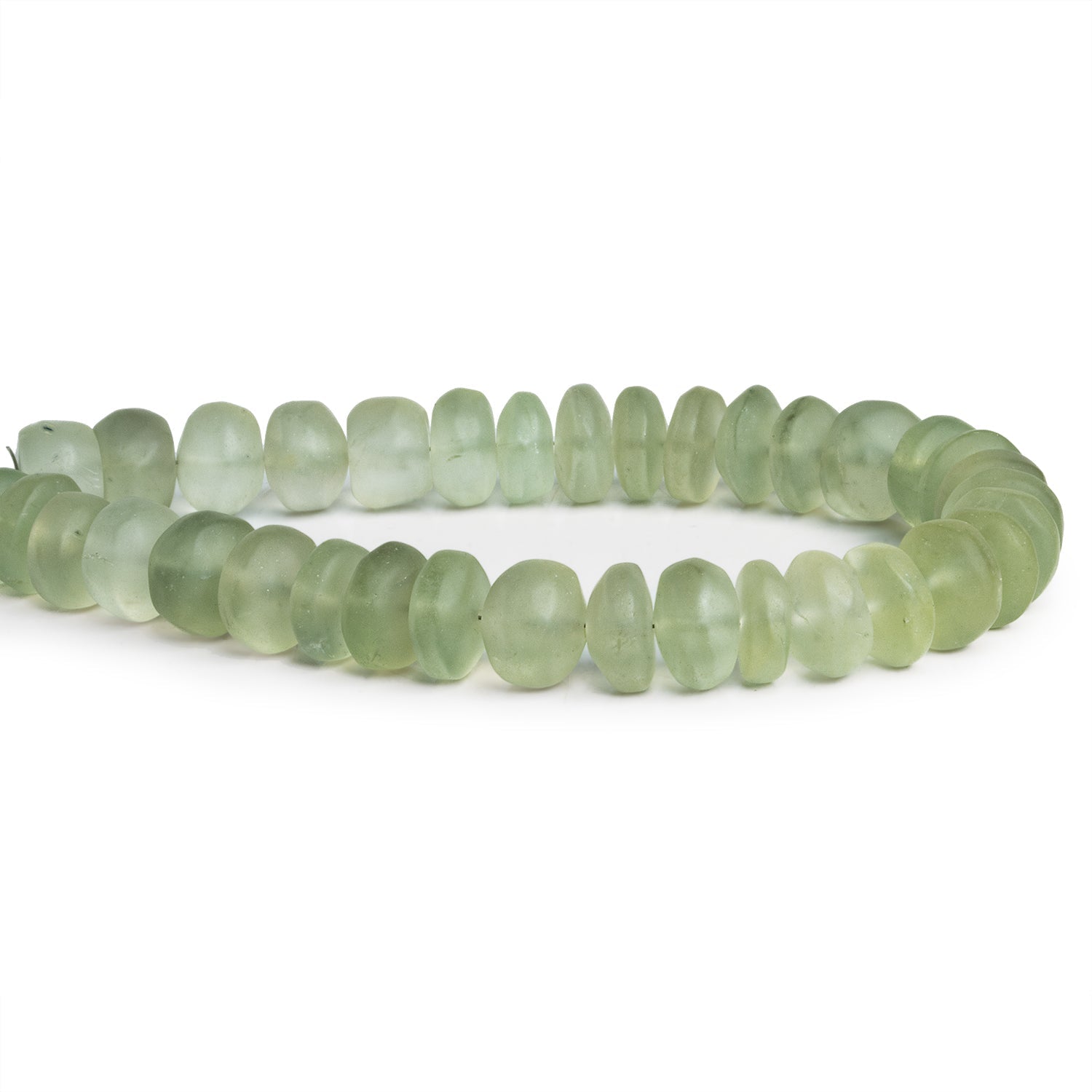 10mm Matte Prasiolite Plain Rondelles 7.5 inch 30 beads - The Bead Traders
