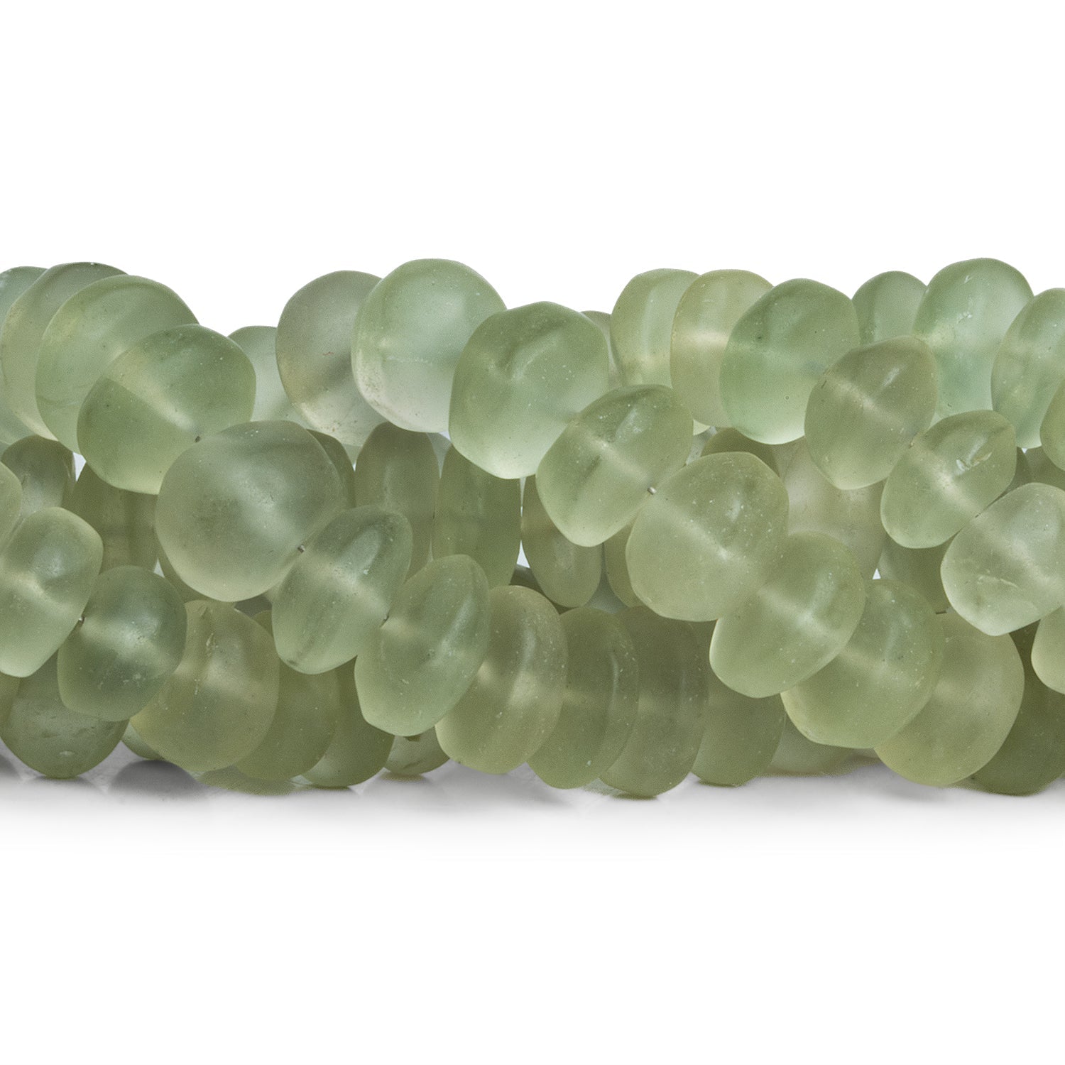 10mm Matte Prasiolite Plain Rondelles 7.5 inch 30 beads - The Bead Traders