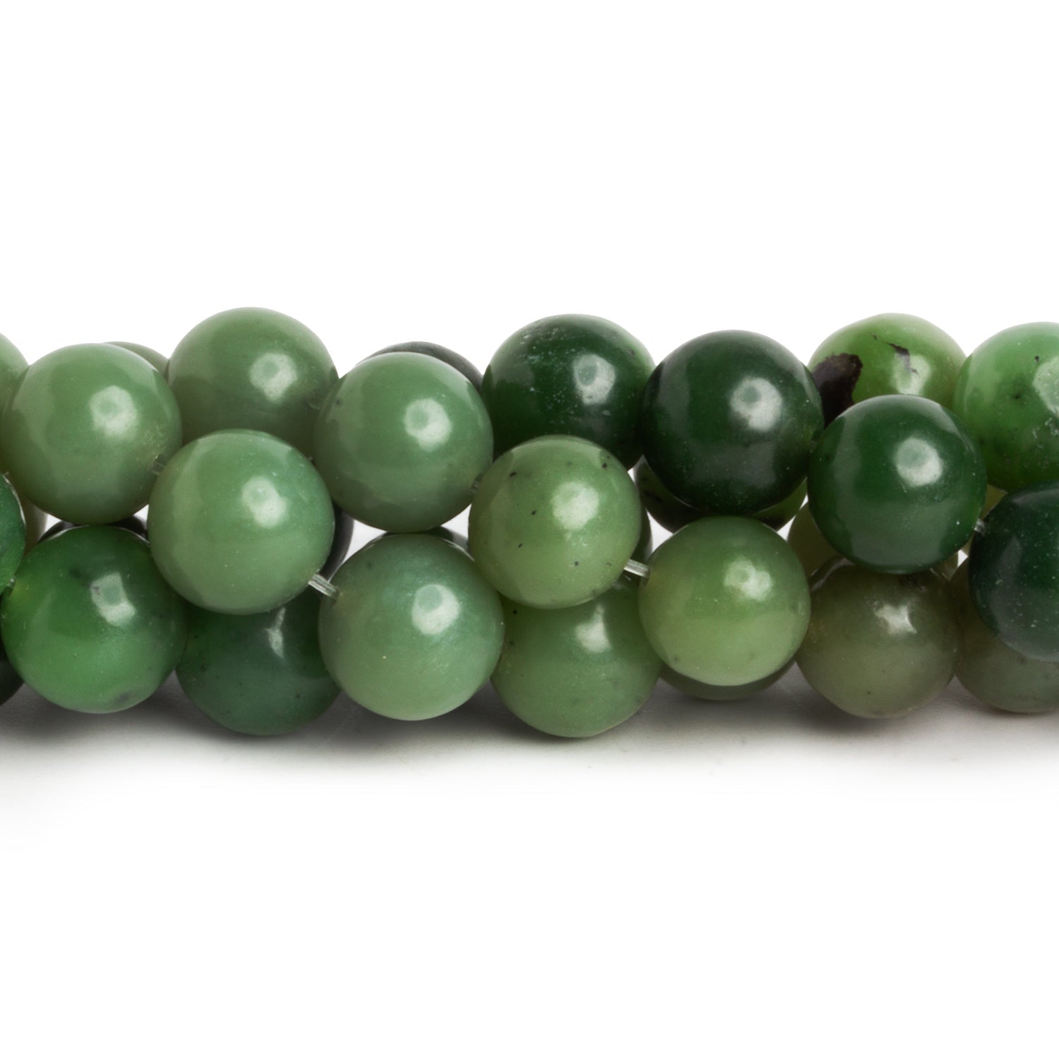 10mm Nephrite Jade Plain Rounds 16 inch 39 beads - The Bead Traders