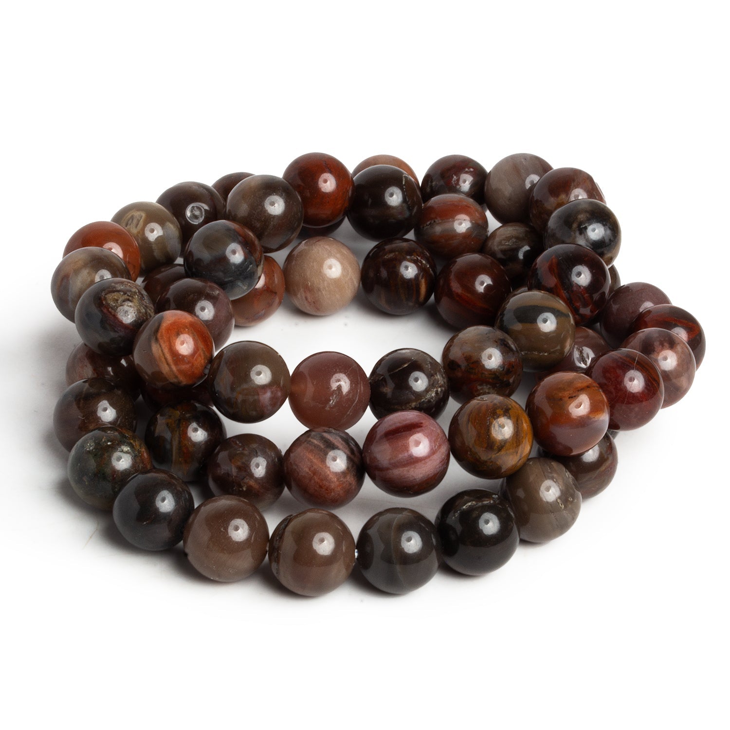 10mm Petrified Wood Jasper Plain Rounds 19 beads - The Bead Traders