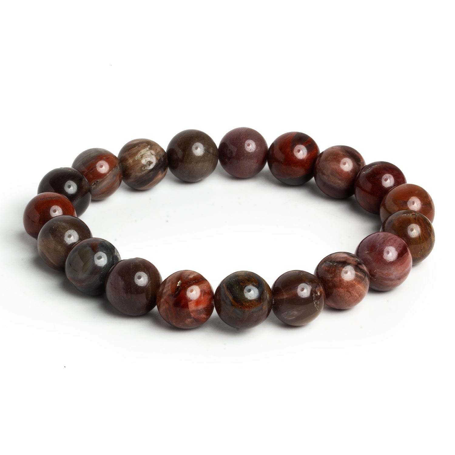 10mm Petrified Wood Jasper Plain Rounds 19 beads - The Bead Traders