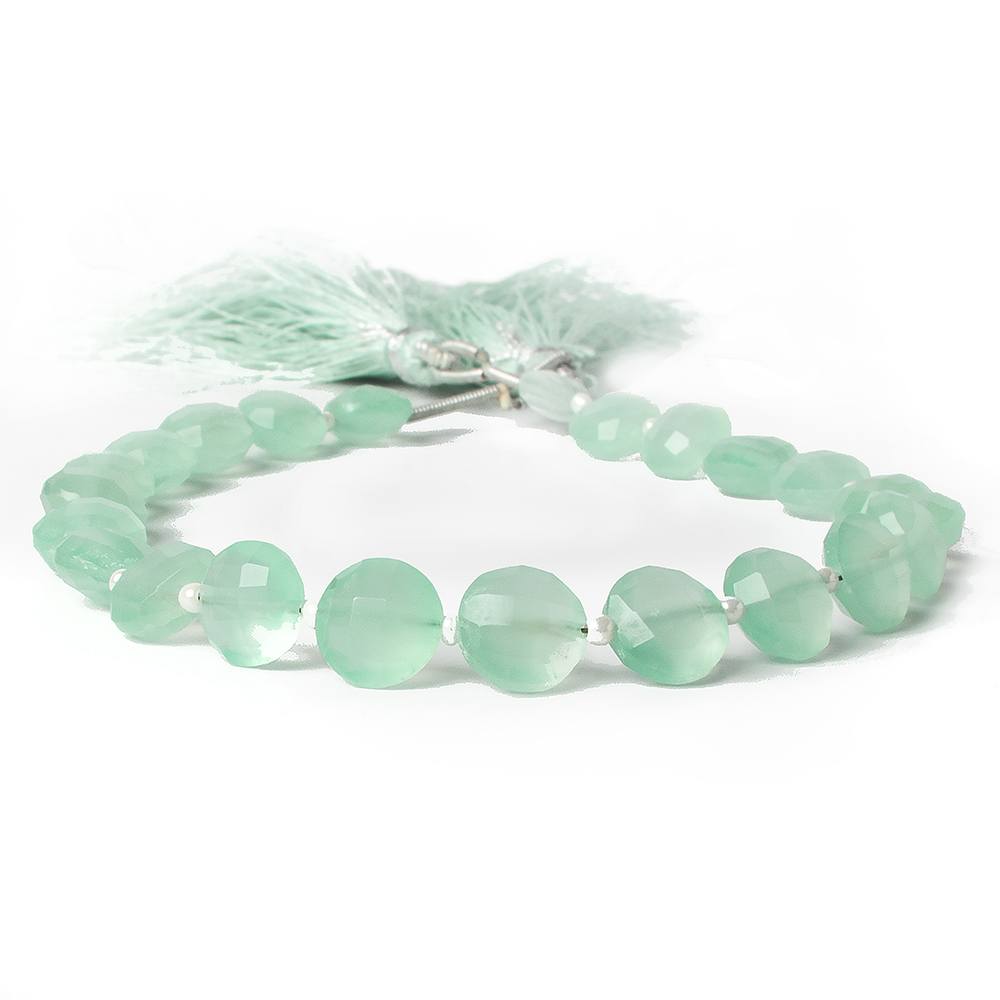 10mm Sea Green Chalcedony Faceted Coins 8 inch 12 beads - The Bead Traders
