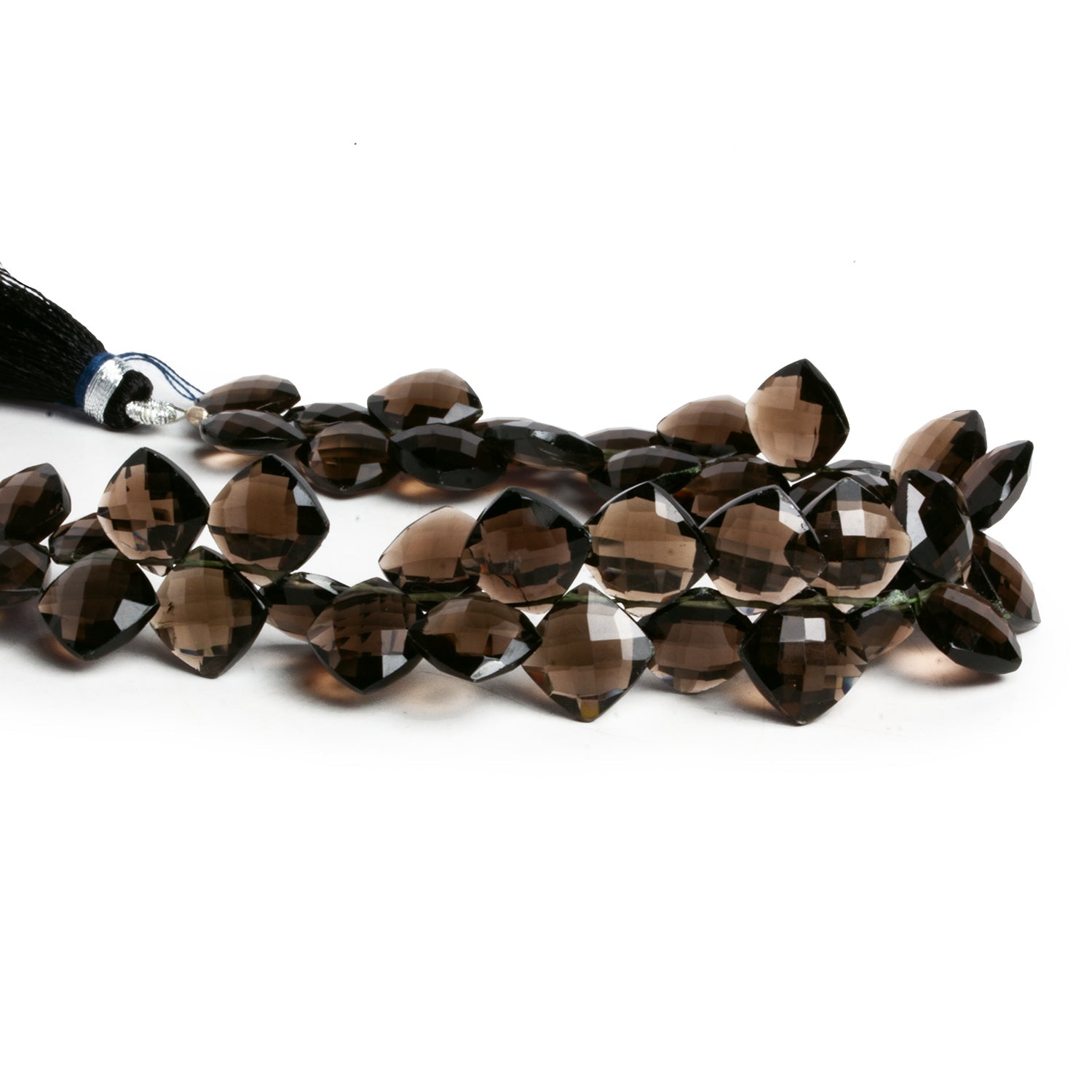 10mm Smoky Quartz Faceted Pillows 8 inch 40 beads - The Bead Traders