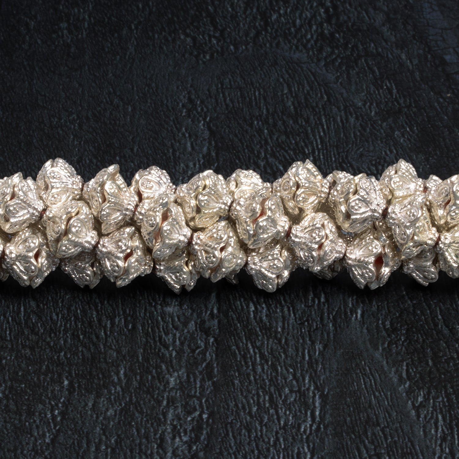 10mm Sterling Silver plated Copper Scalloped Beadcap 8 inch 40 beads - The Bead Traders