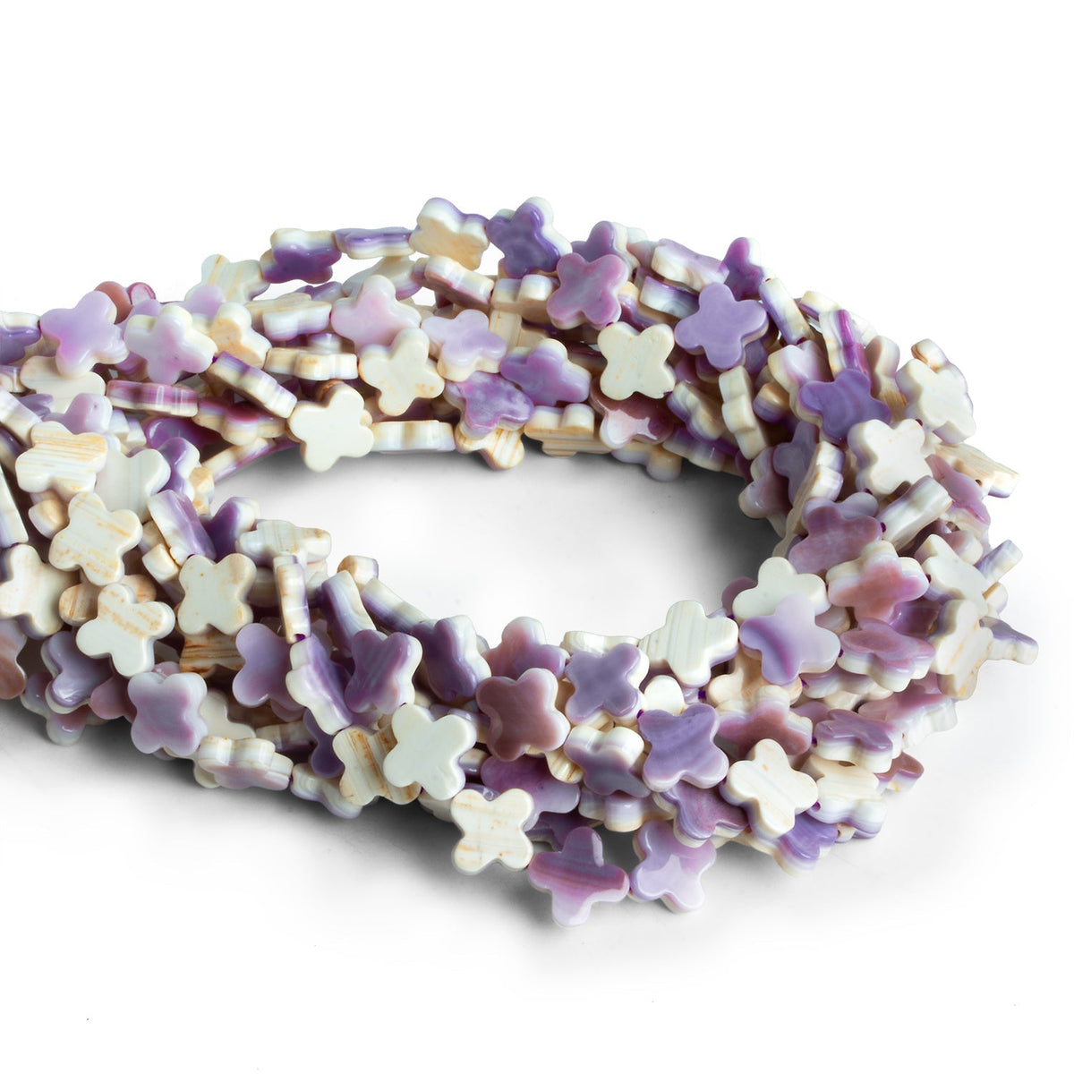 10mm Wampum Shell Plain Clovers Set of 4 Beads - The Bead Traders