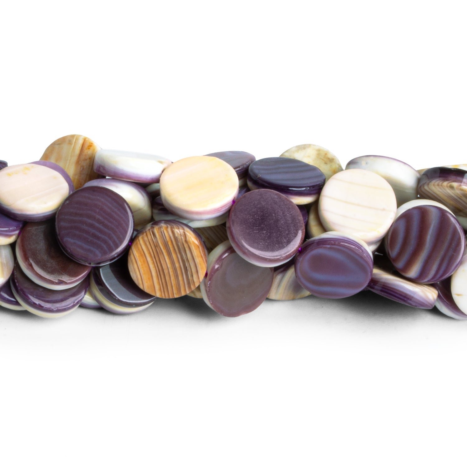 10mm Wampum Shell Plain Coins 16 inch 39 beads - The Bead Traders