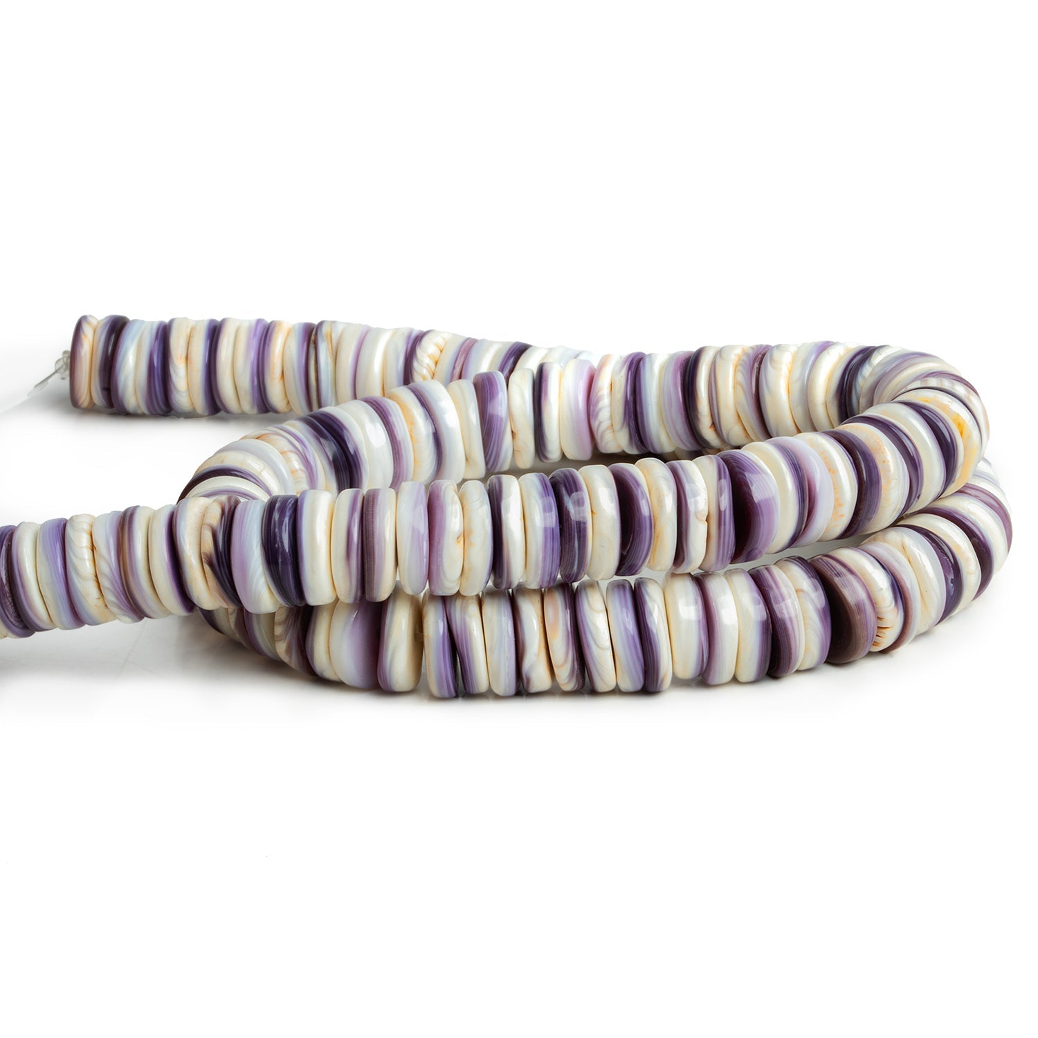 10mm Wampum Shell Plain Heishis 1mm Large Hole 16 inch 115 pieces - The Bead Traders