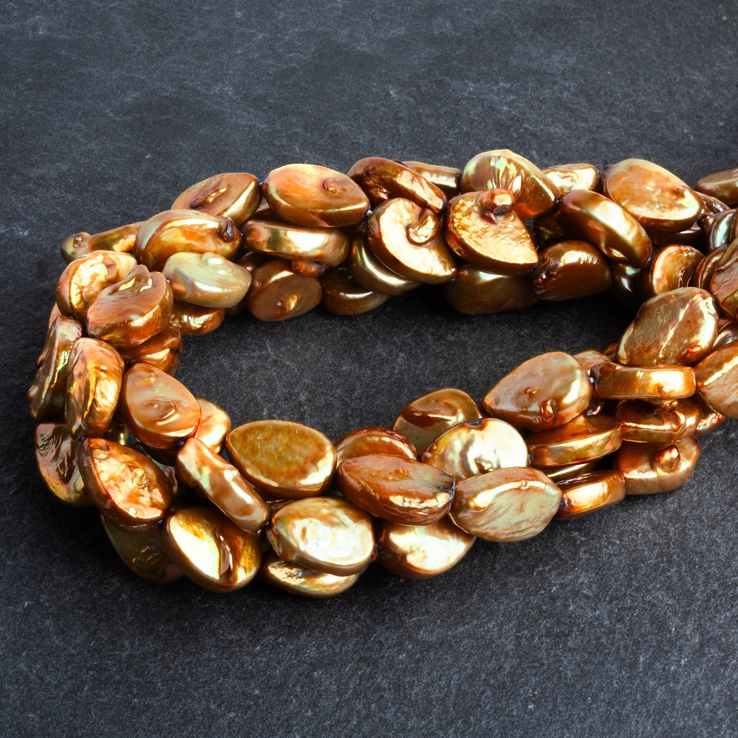 10x15mm Golden Copper Pear Pearls 15 inch 25 beads - The Bead Traders