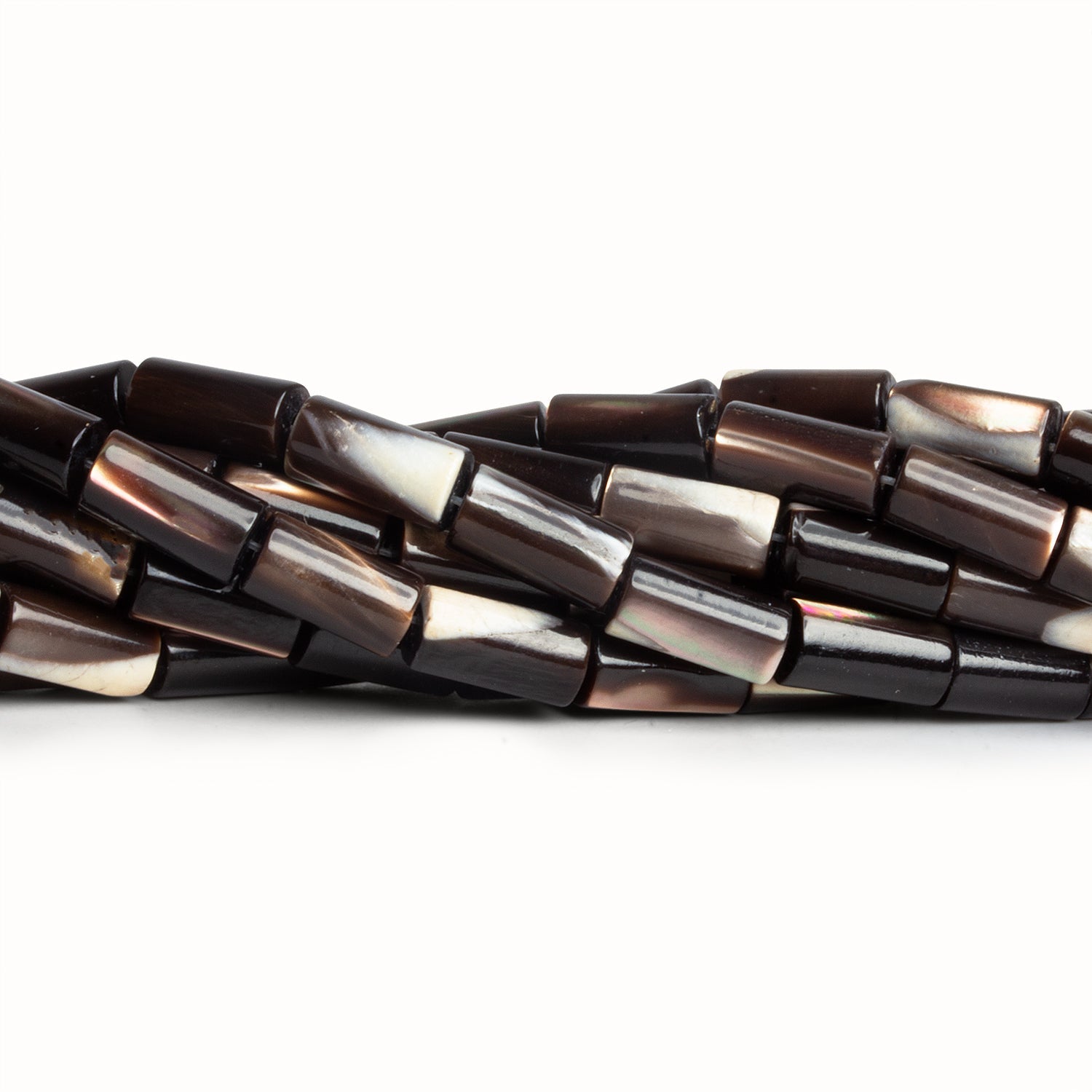10x5mm Brown Shell Tubes 16 inch 40 beads - The Bead Traders