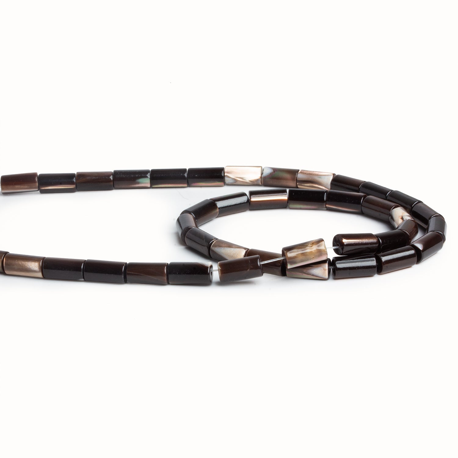 10x5mm Brown Shell Tubes 16 inch 40 beads - The Bead Traders