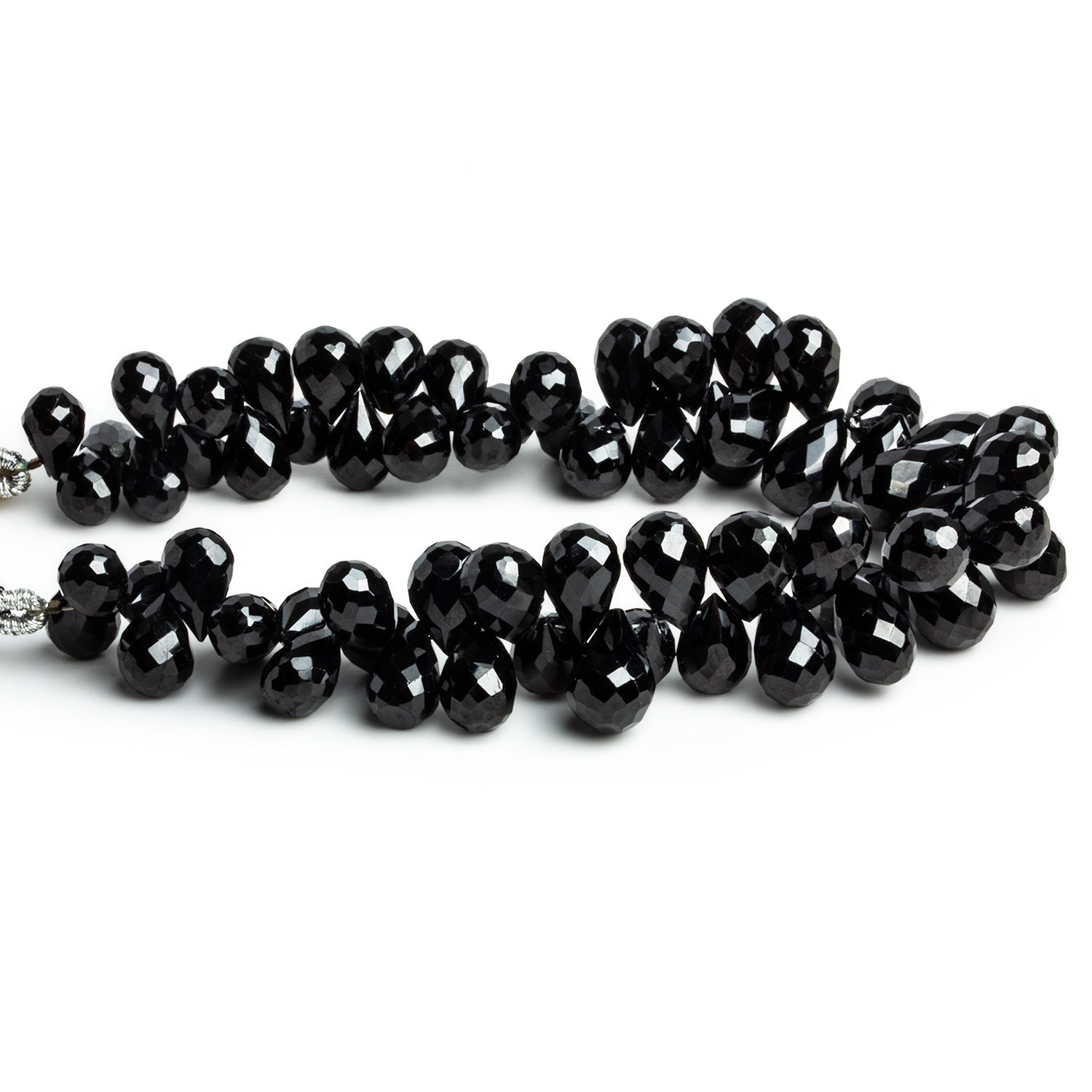 10x7mm Black Spinel Faceted Teardrops 7.5 inch 63 beads - The Bead Traders