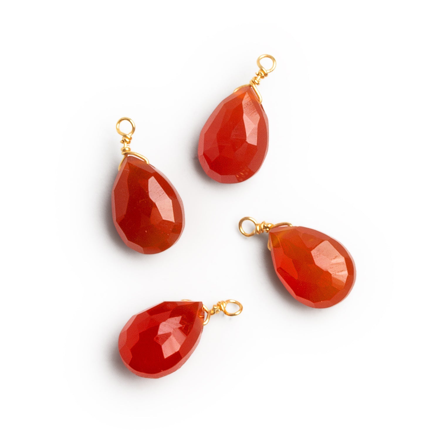 10x7mm Carnelian Wire-Wrapped Pear Pendants 4 beads - The Bead Traders
