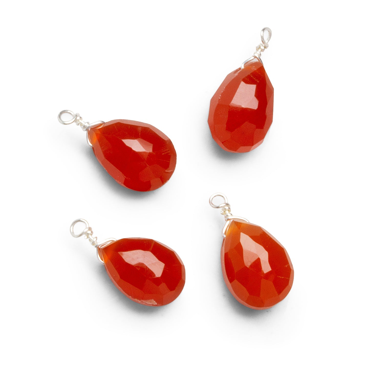 10x7mm Carnelian Wire-Wrapped Pear Pendants 4 beads - The Bead Traders