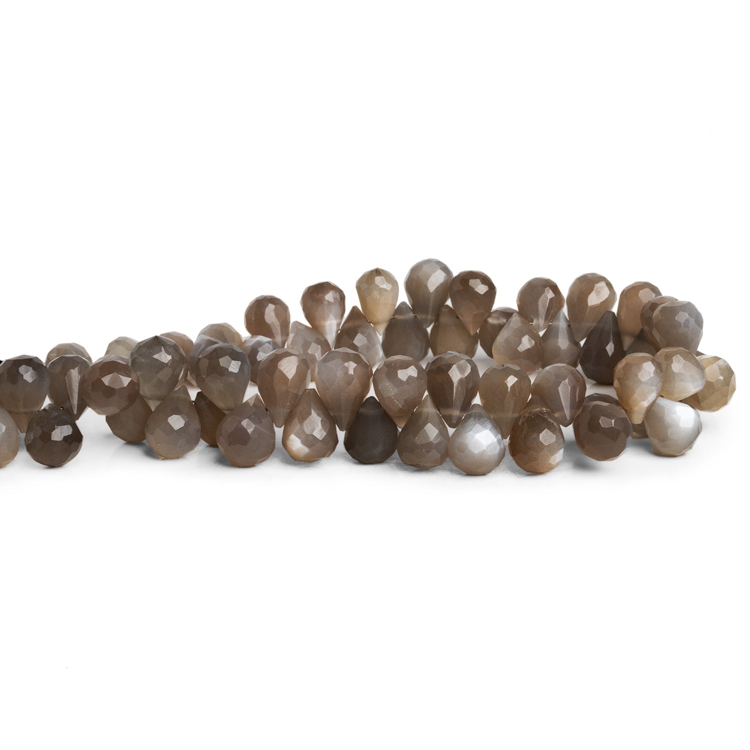 10x7mm Chocolate Moonstone Faceted Teardrops 8 inch 54 beads - The Bead Traders