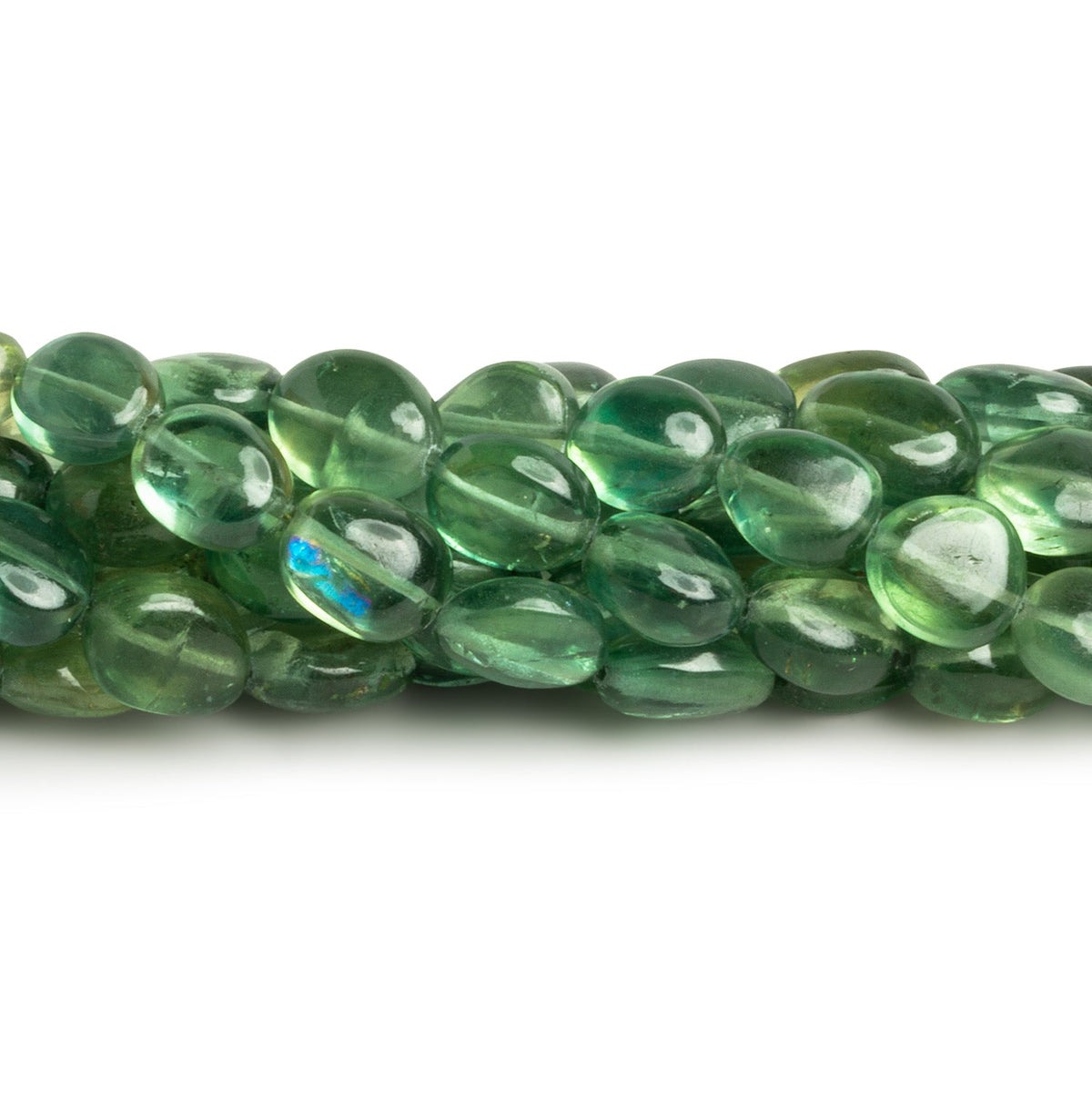 10x7mm Green Apatite Plain Ovals 15 inch 36 beads - The Bead Traders