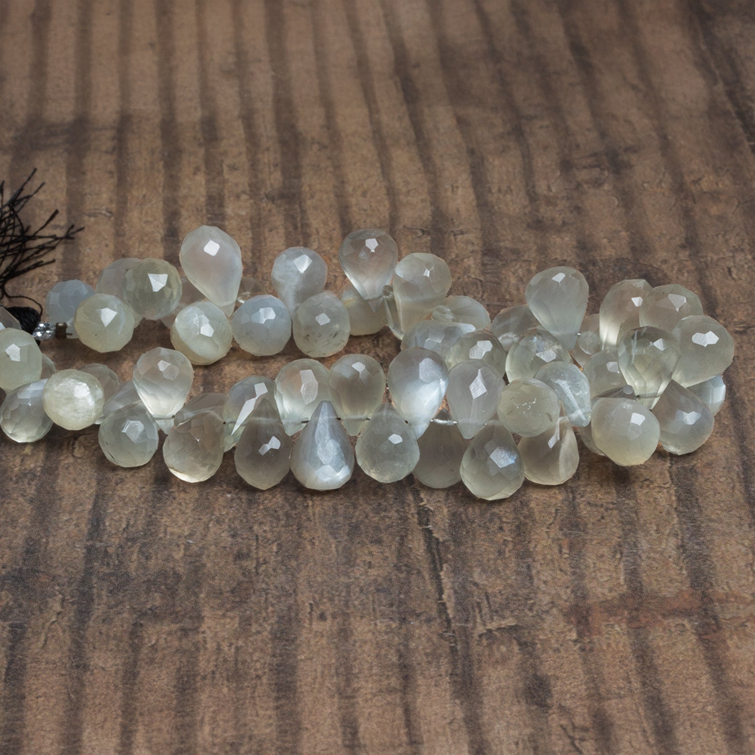 10x7mm Grey Moonstone Faceted Teardrops 8 inch 54 beads - The Bead Traders