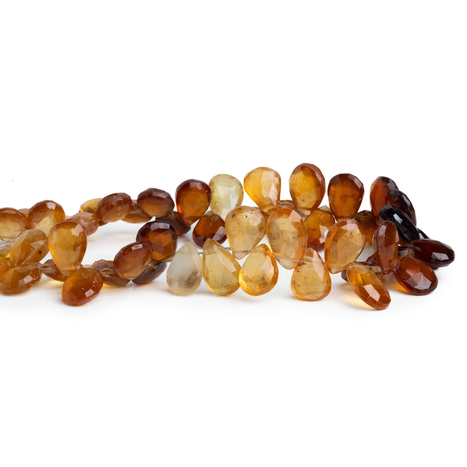 10x7mm Hessonite Garnet Faceted Pears 8 inch 50 beads - The Bead Traders