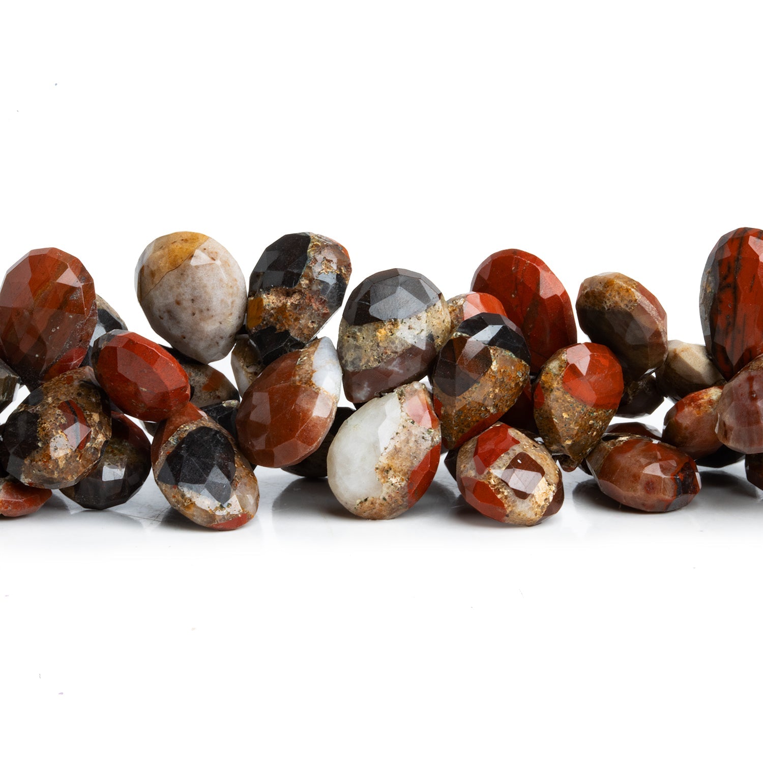 10x7mm Jasper Faceted Pears 7.5 inch 50 beads - The Bead Traders