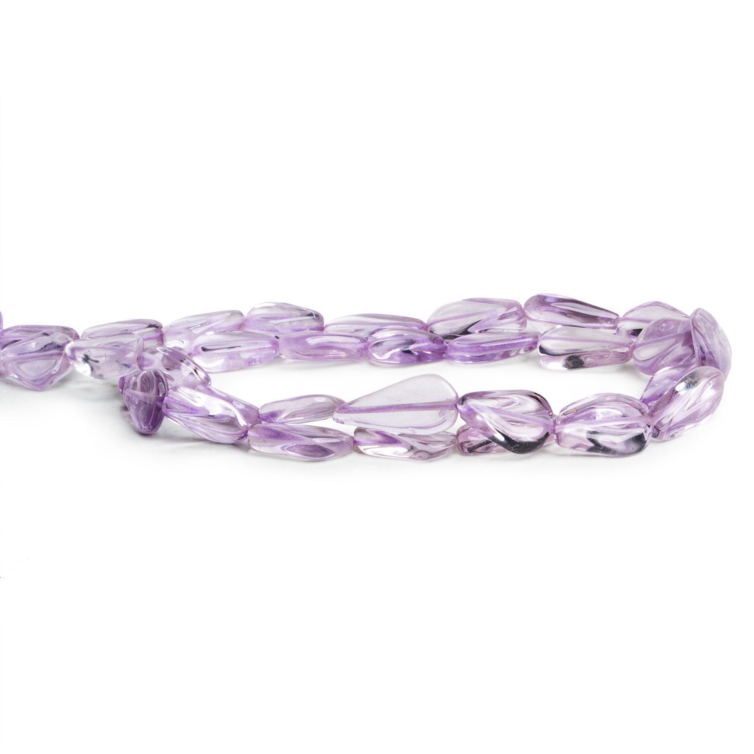 10x7mm Pink Amethyst Plain Pears 12 inch 30 beads - The Bead Traders