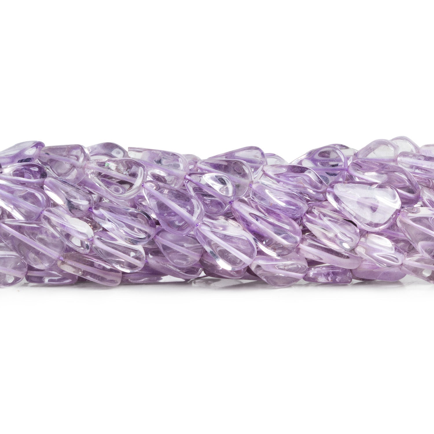10x7mm Pink Amethyst Plain Pears 12 inch 30 beads - The Bead Traders