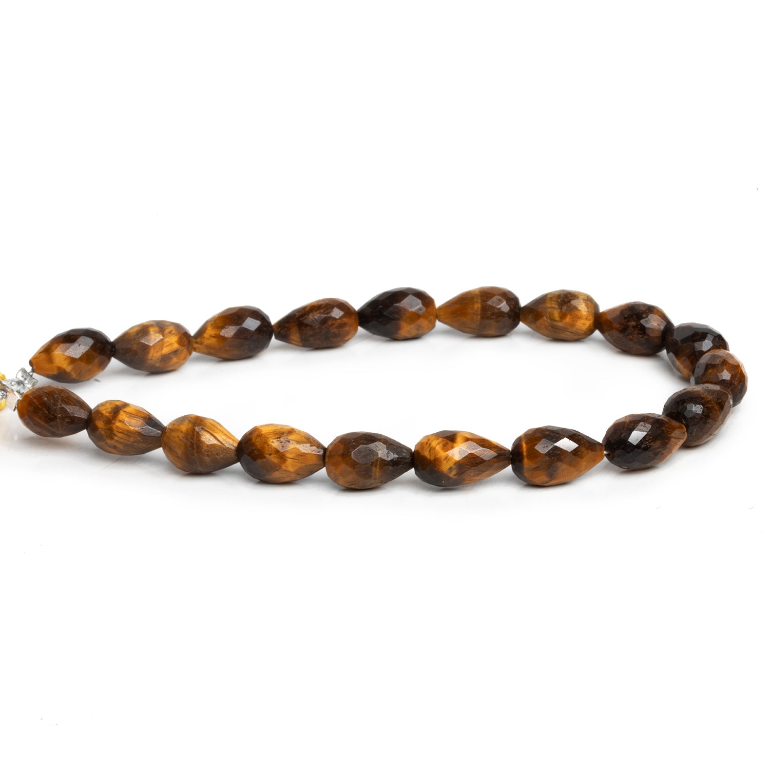 10x7mm Tiger's Eye Faceted Teardrops 7.5 inch 17 beads - The Bead Traders