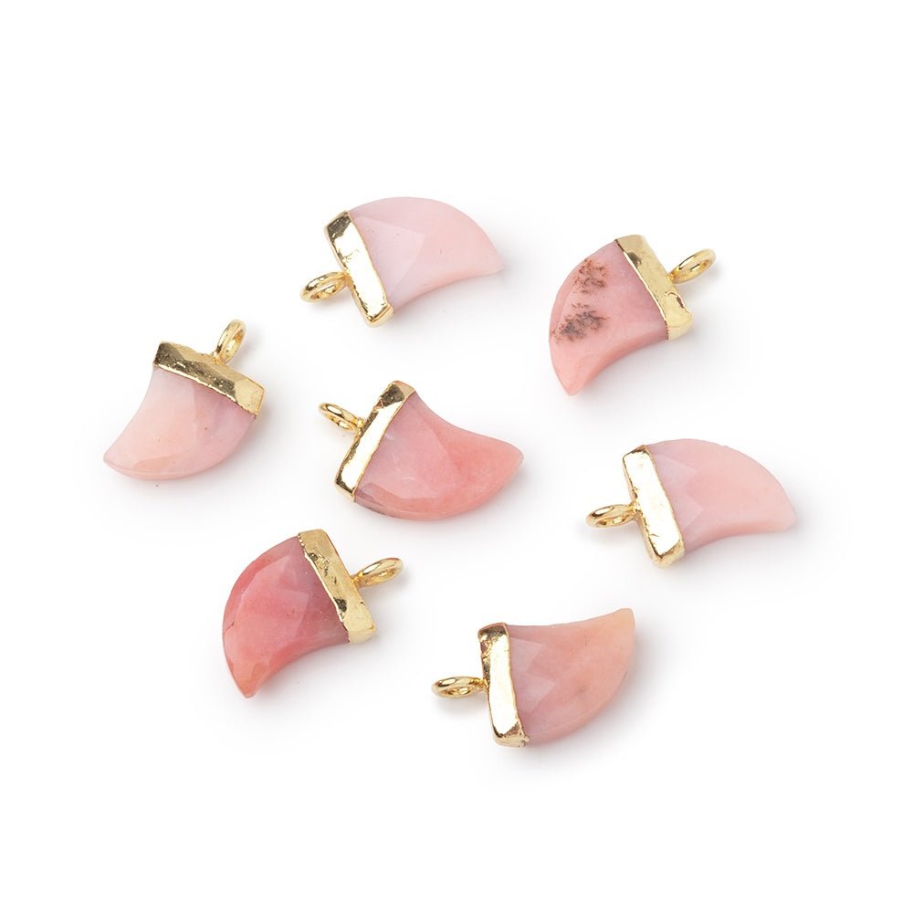 10x8mm Gold Leafed Pink Peruvian Opal Faceted Horn 1 Pendant - The Bead Traders