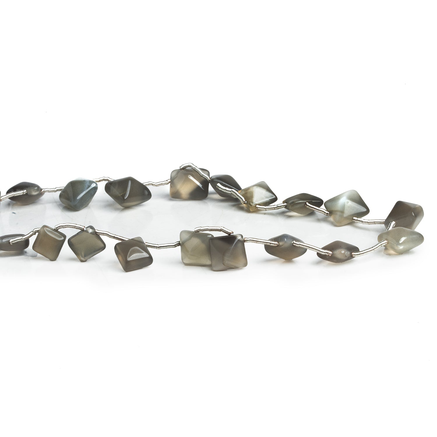 10x8mm Grey Moonstone Cushions 10 inch 20 beads - The Bead Traders