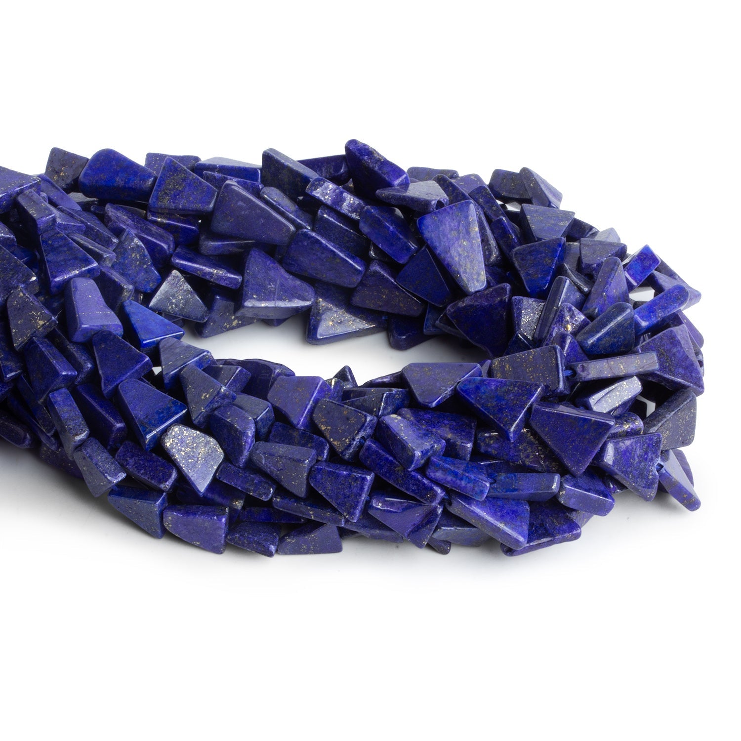 10x8mm Lapis Lazuli Handcut Triangles 12 inch 29 beads - The Bead Traders
