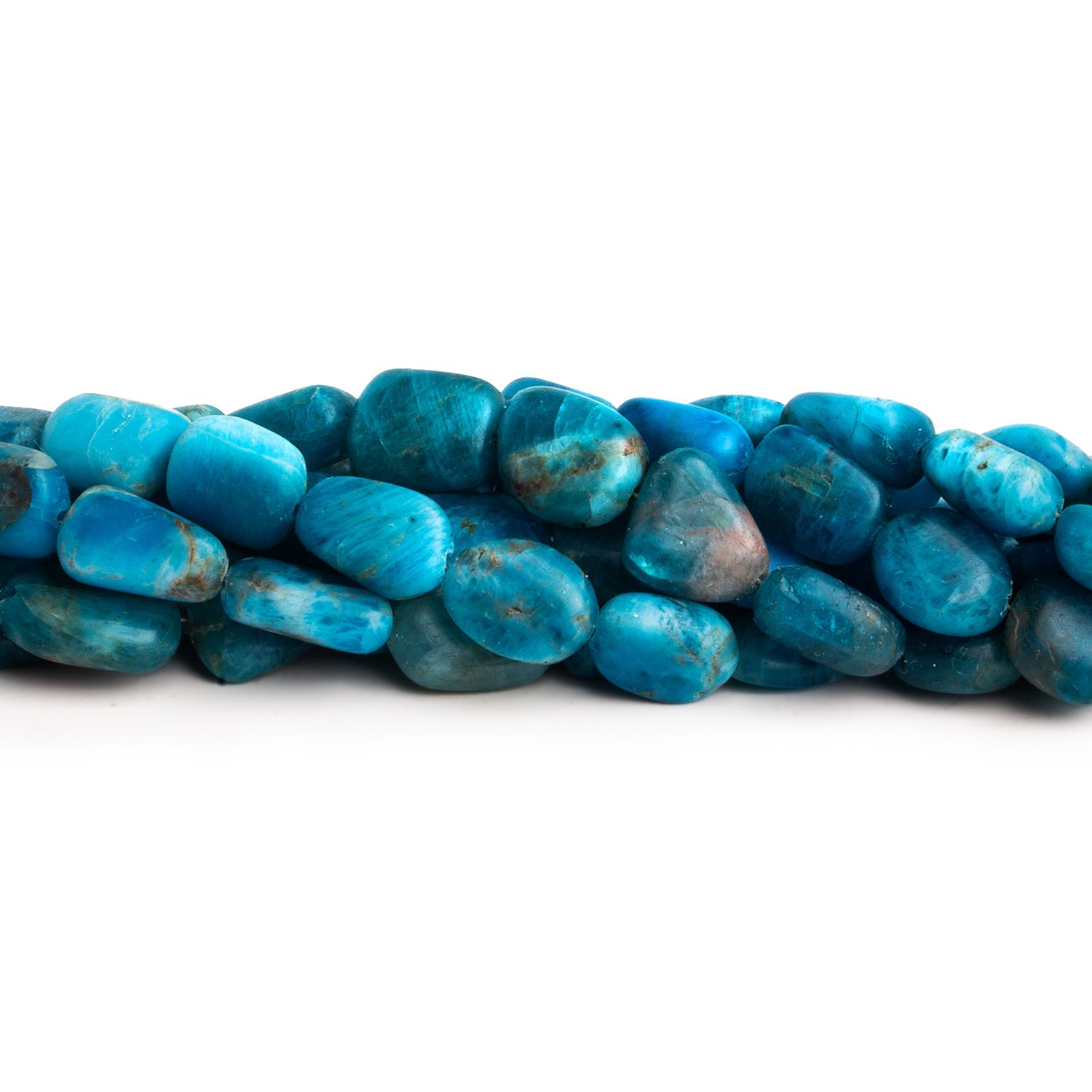 10x8mm Matte Apatite Plain Nuggets 16 inch 40 beads - The Bead Traders