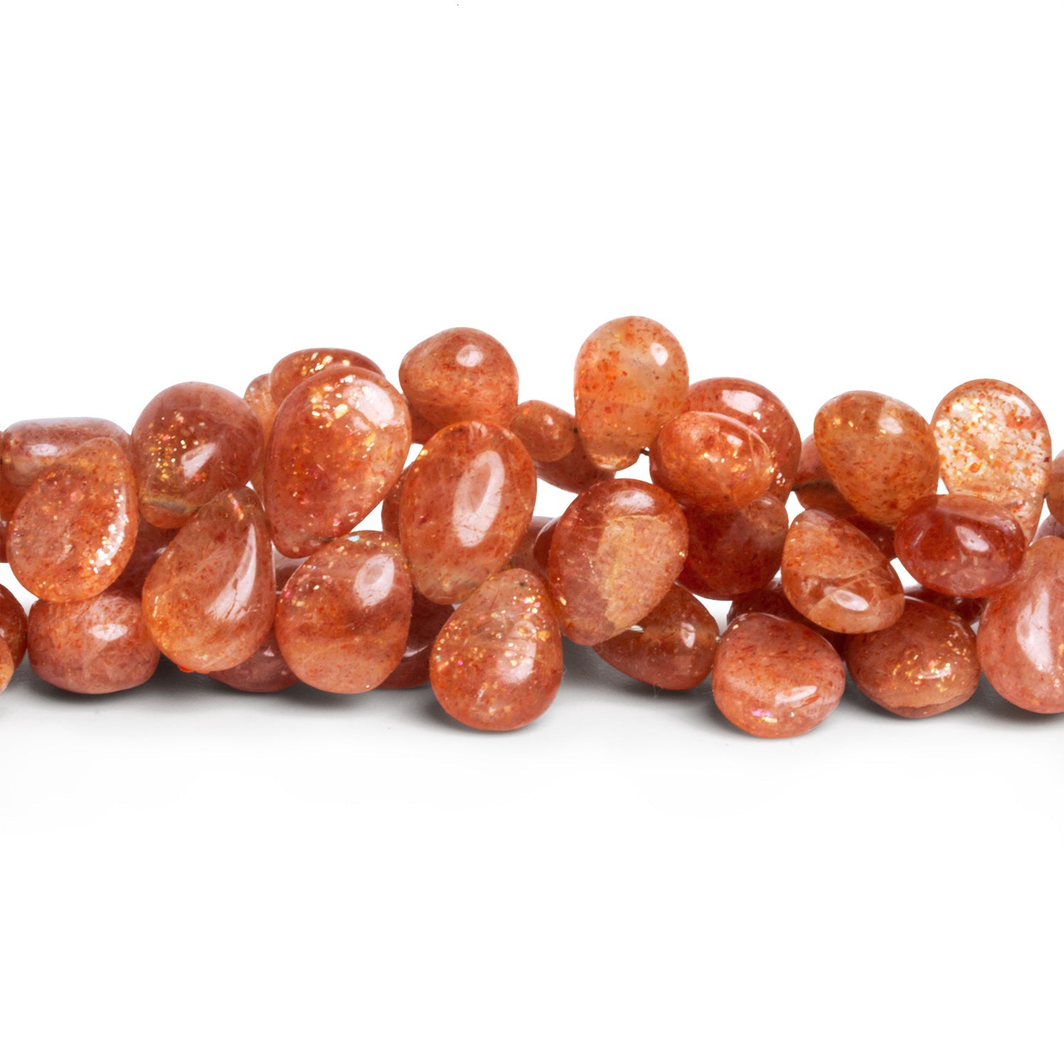 10x8mm Sunstone Plain Pears 8.5 inch 47 beads - The Bead Traders