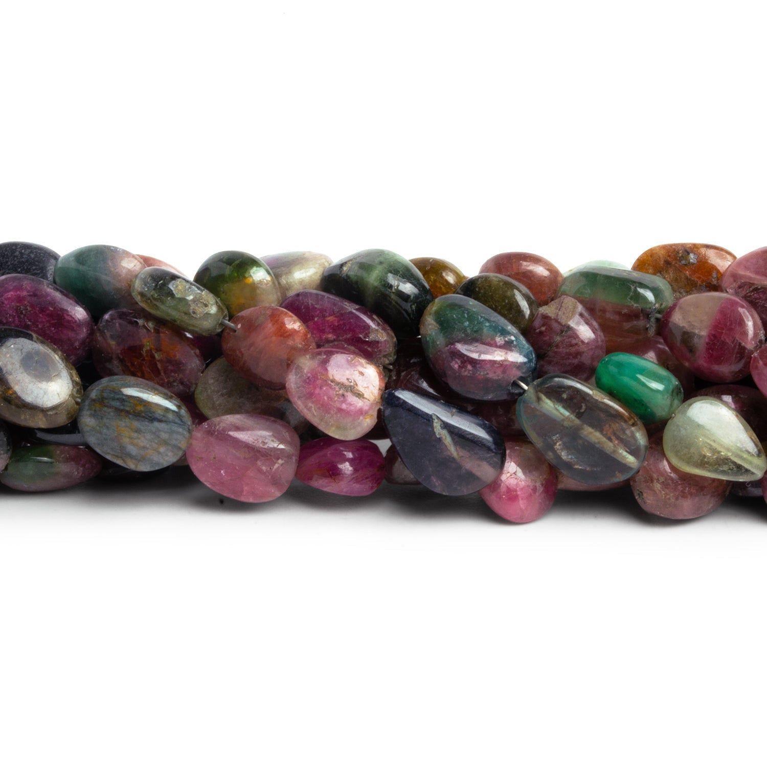 10x8mm Tourmaline Plain Nuggets 9 inch 21 beads - The Bead Traders