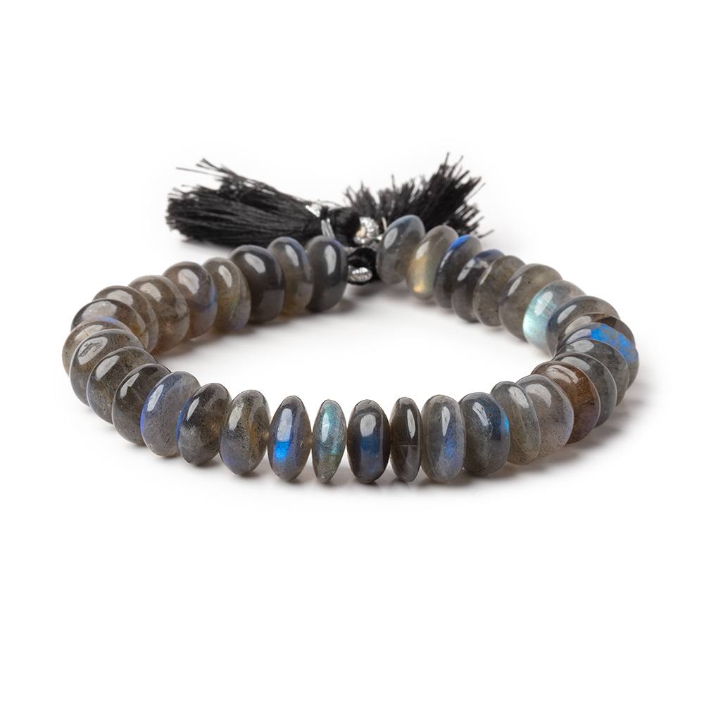 11 - 12mm Labradorite Plain Rondelle Beads 8 inch 30 pieces AA - The Bead Traders