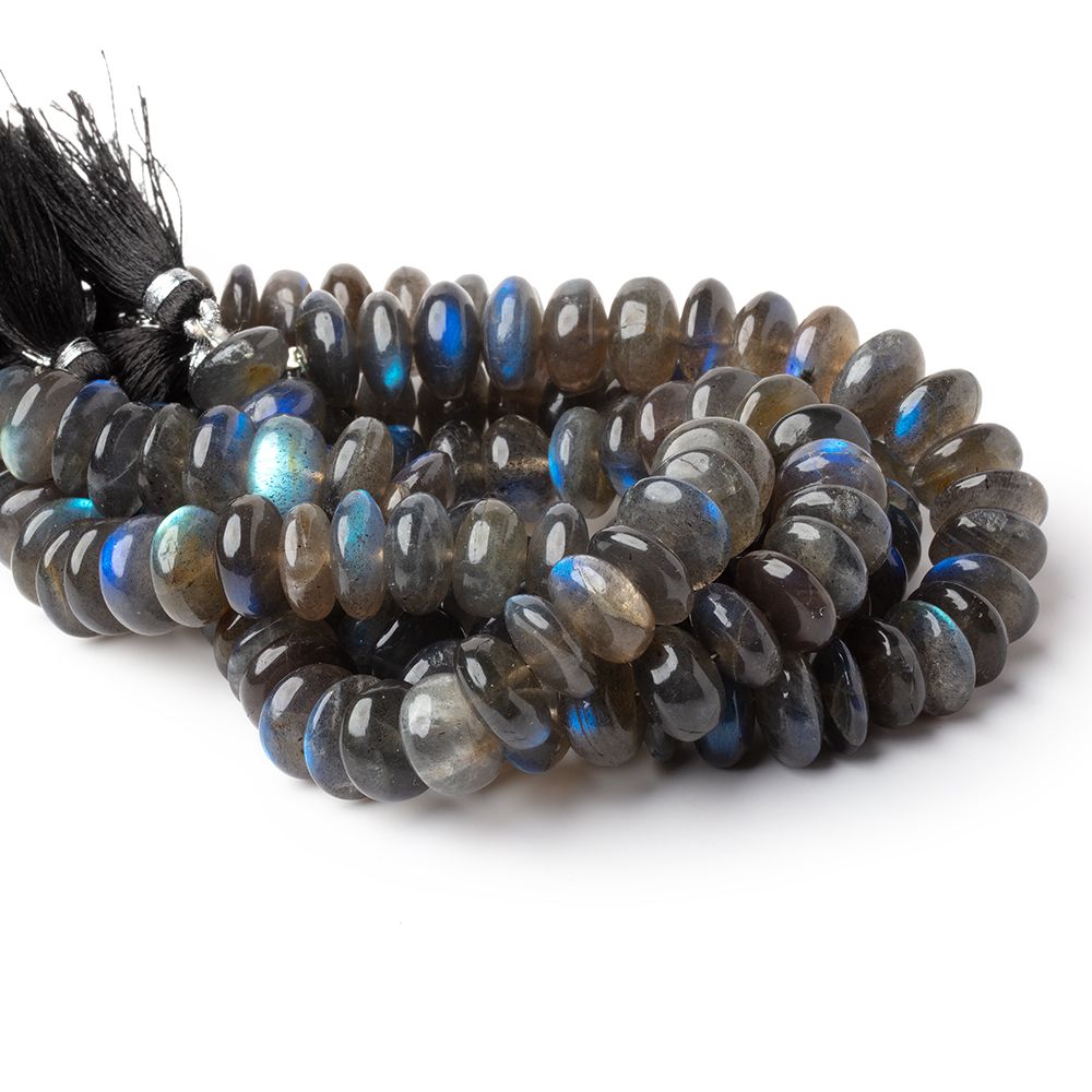 11 - 12mm Labradorite Plain Rondelle Beads 8 inch 30 pieces AA - The Bead Traders