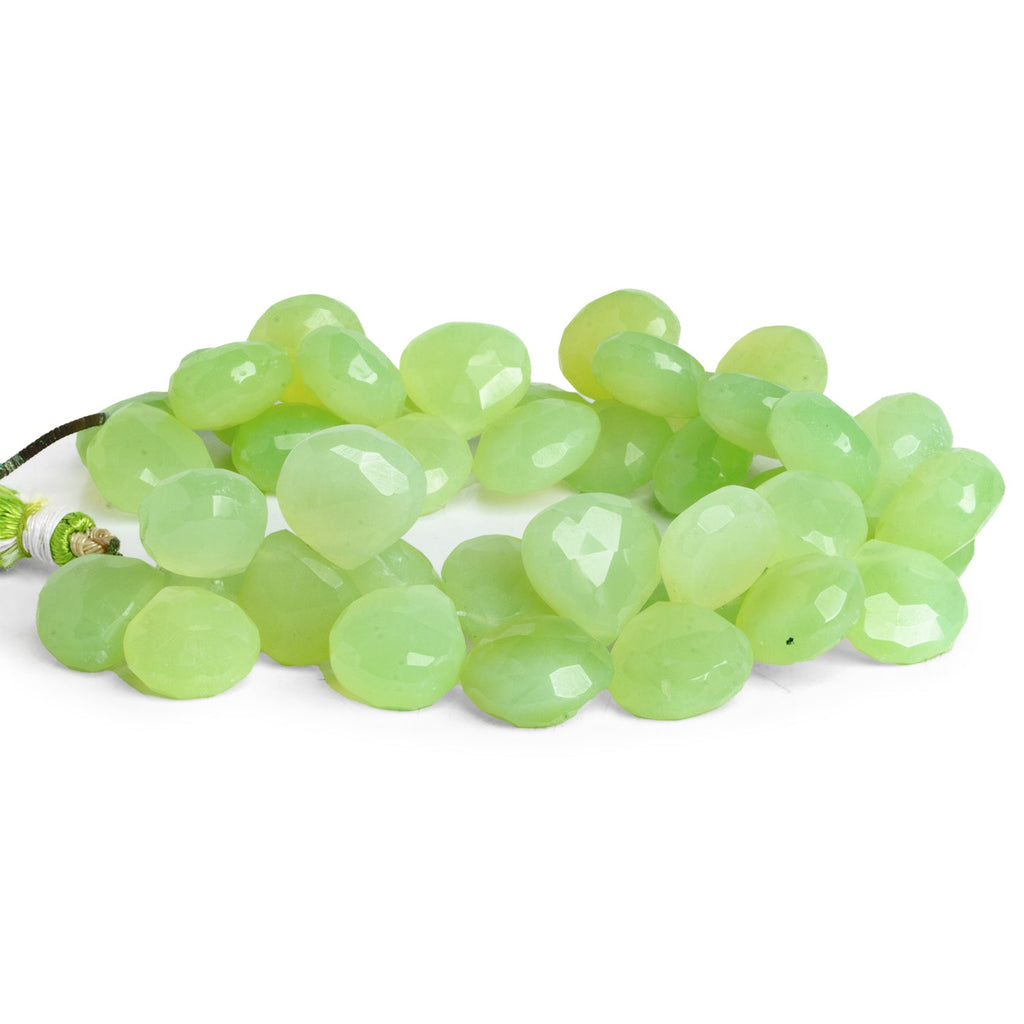 11-18mm Green Chalcedony Faceted Hearts 8 inch 35 beads - The Bead Traders