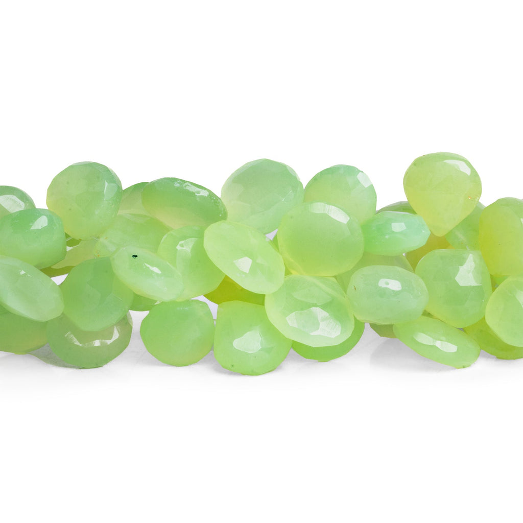 11-18mm Green Chalcedony Faceted Hearts 8 inch 35 beads - The Bead Traders